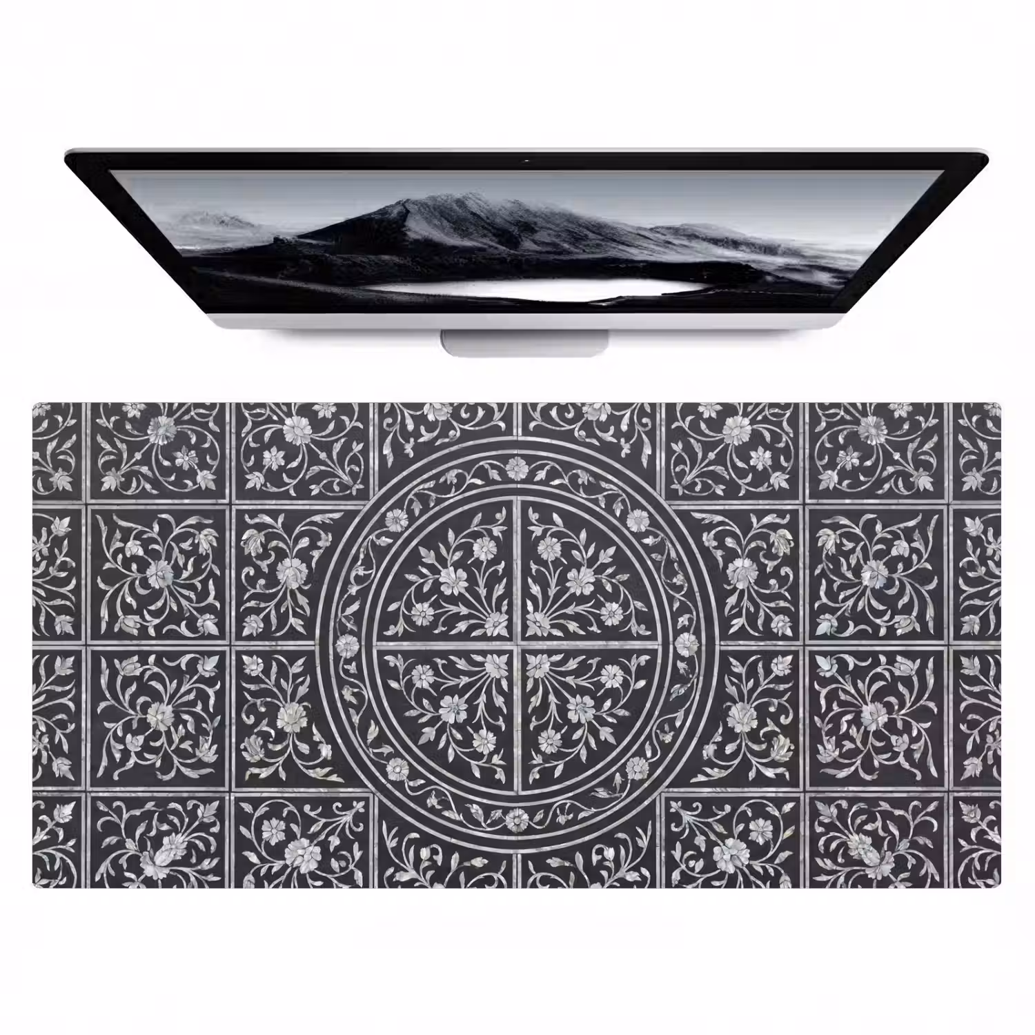 Patroon - Bloemmotief - Decoratie - Klassiek - Zwart Muismat XXL klein -zzz3d