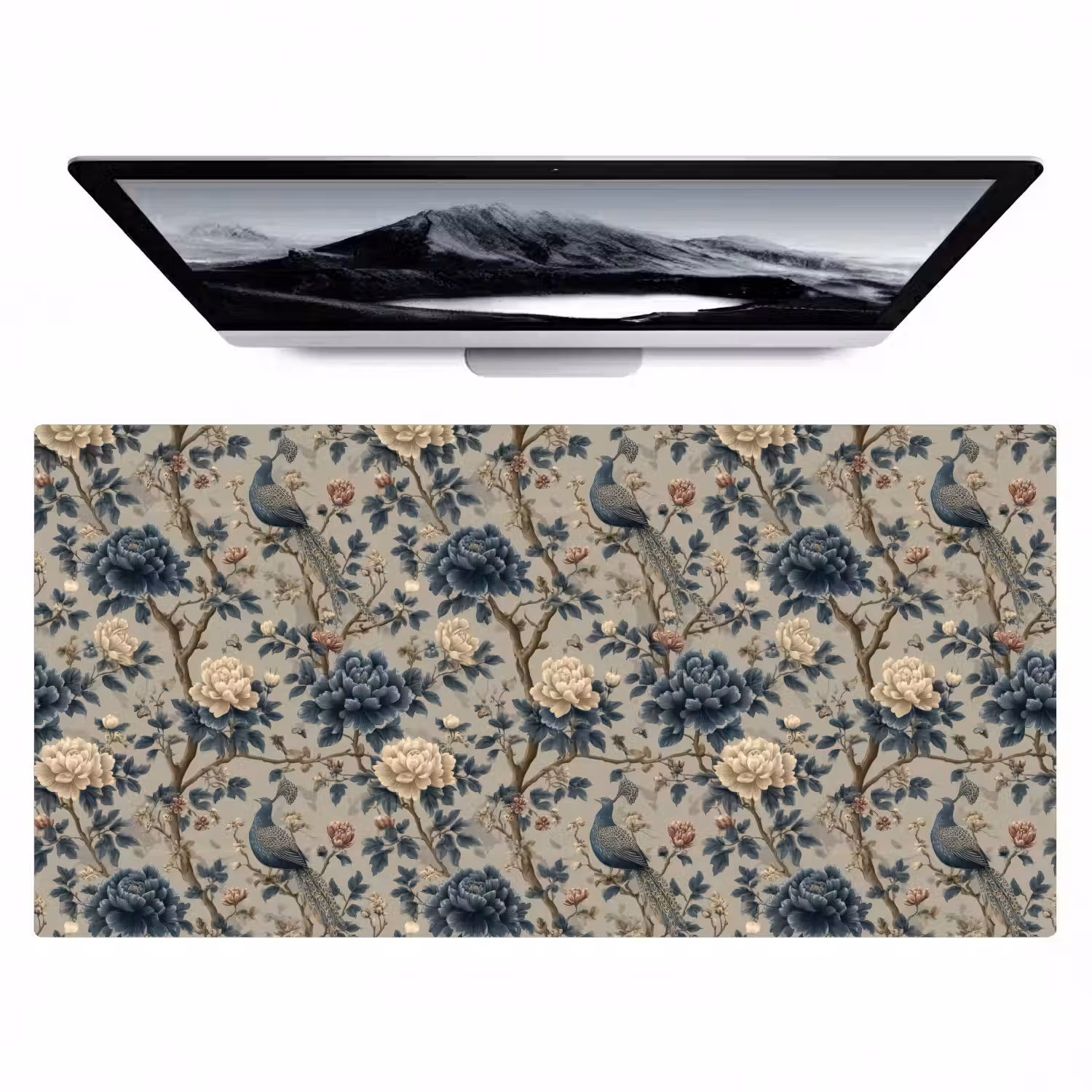 Pauw - Bloemen - Blauw Muismat XXL klein 681 -zzz3d
