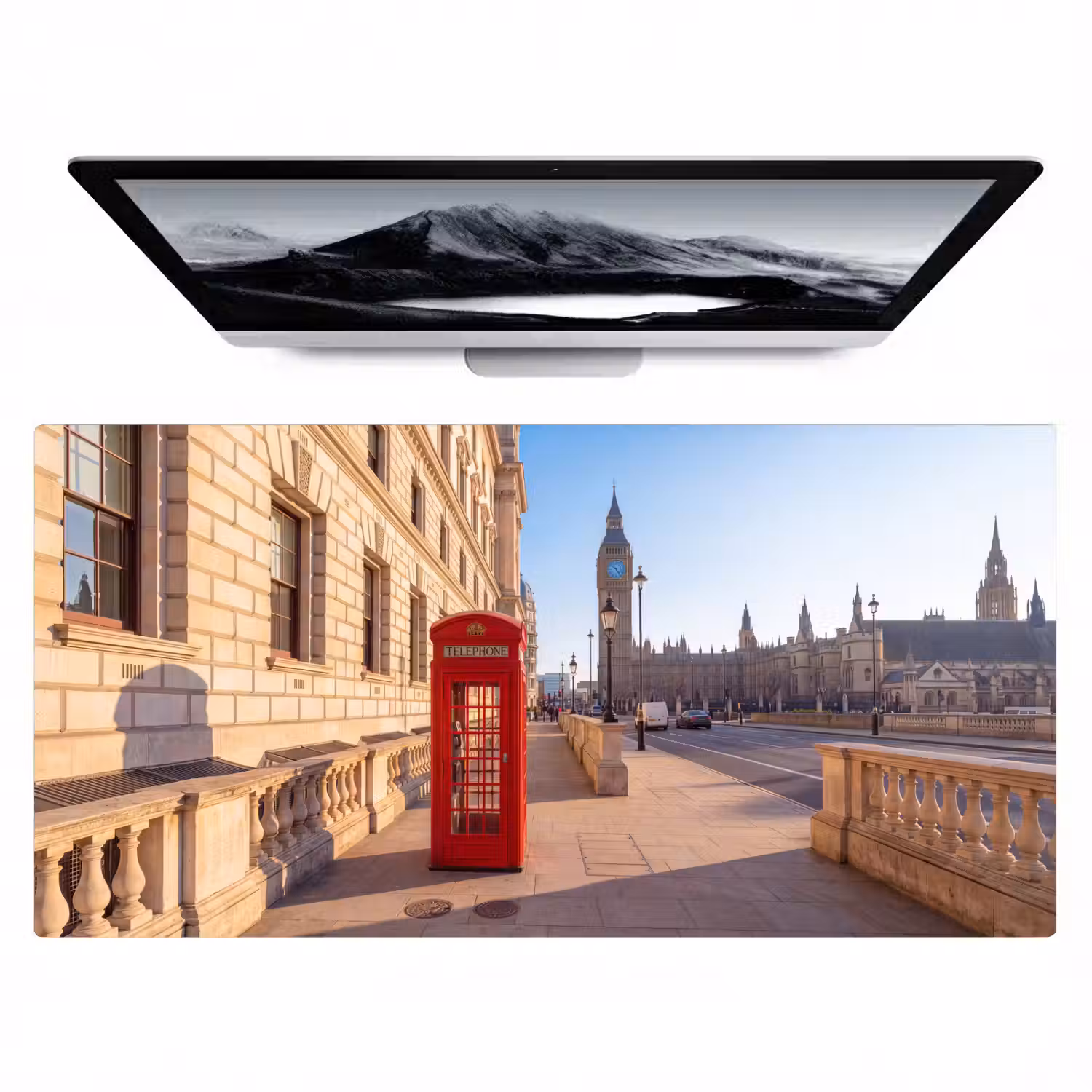 Telefooncel - Rood - Londen - Stad - Architectuur Muismat XXL klein -zzz3d