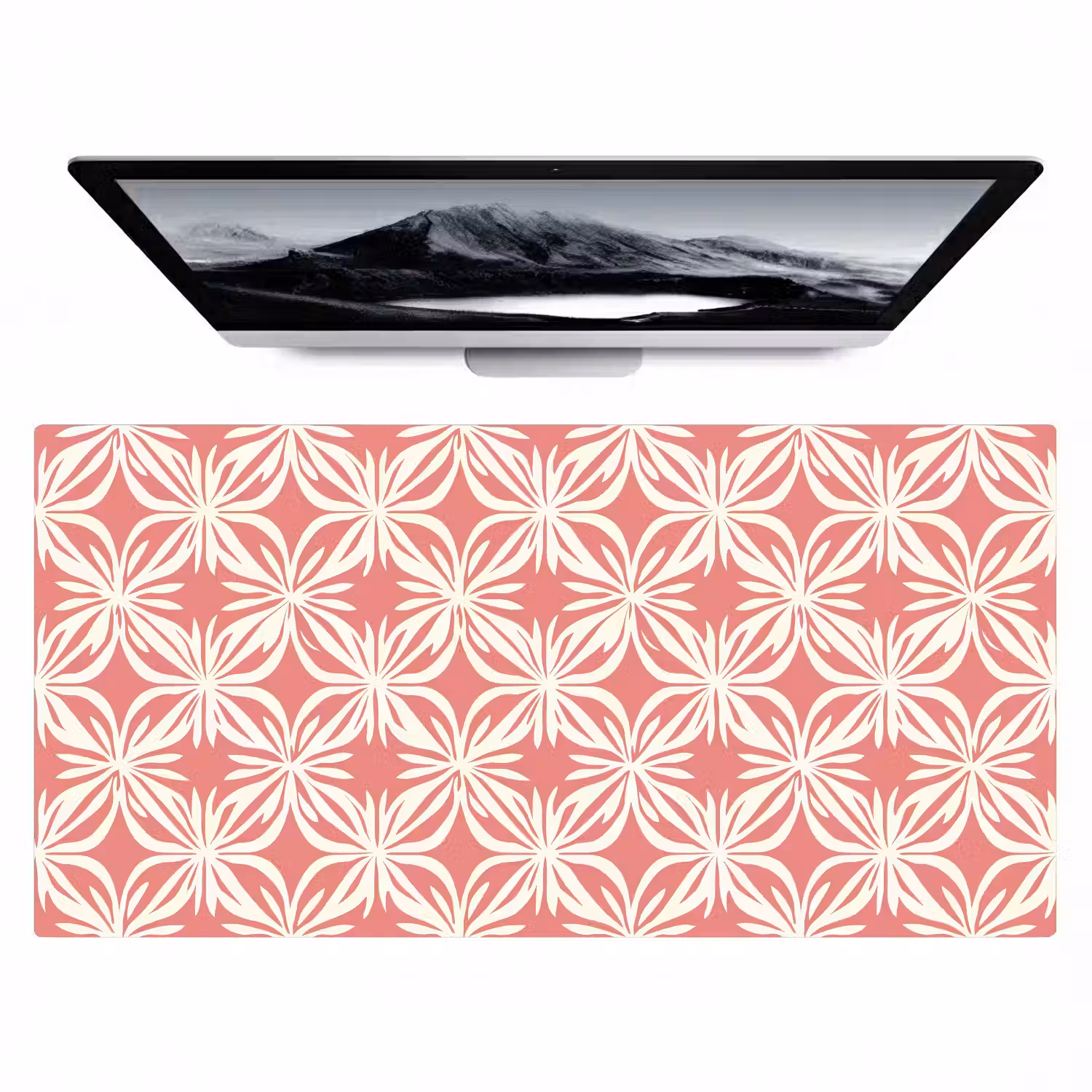 Roze - Bloemenmotief - Wit - Modern Muismat XXL klein 681 -zzz3d