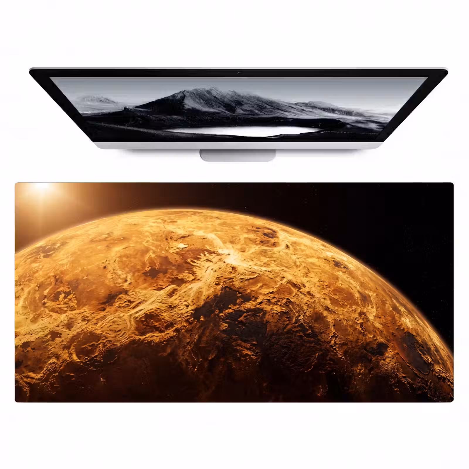 Desk Mat - Planet - Space - Orange - Planeet - Ruimte - Oranje Muismat XXL klein
