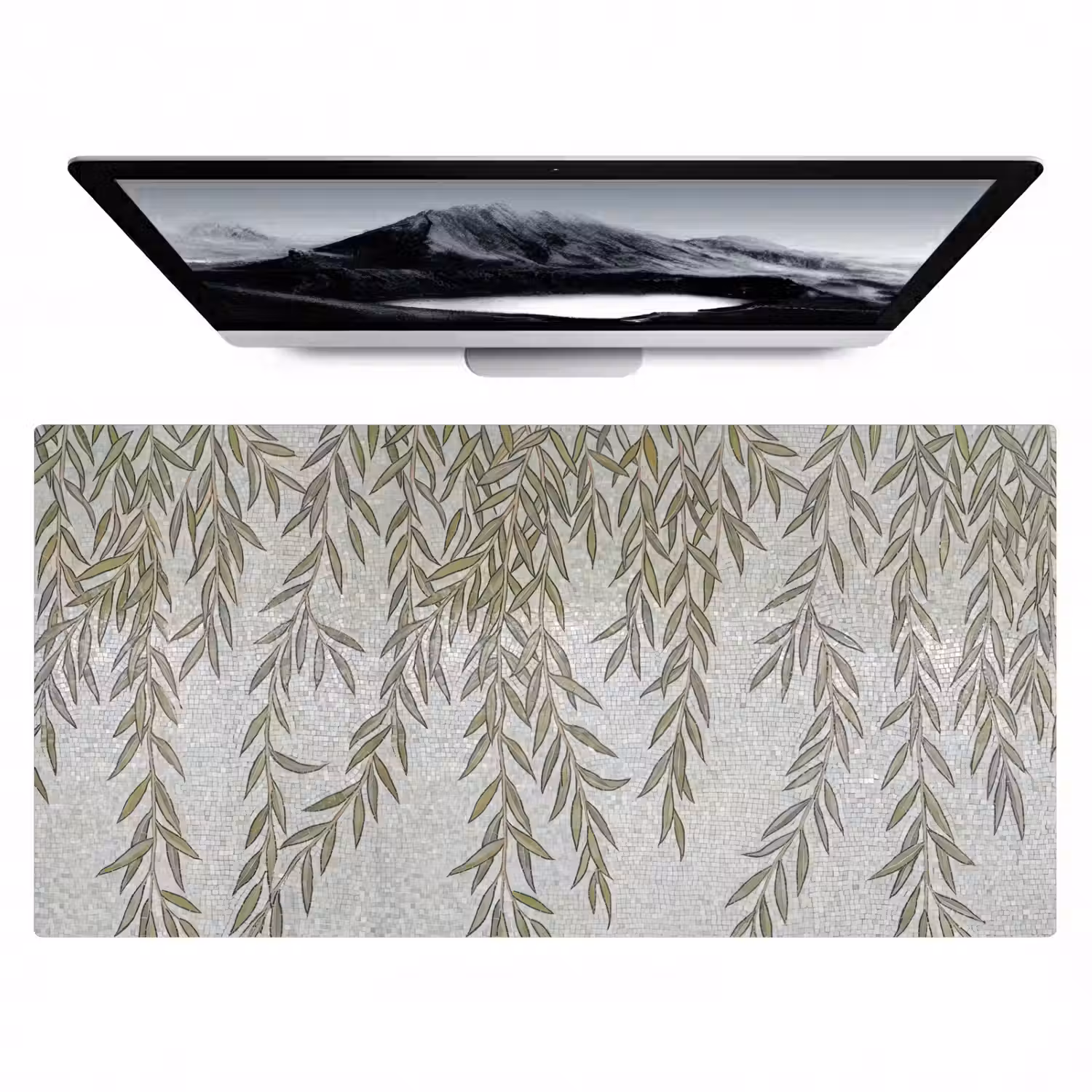 Planten - Mozaïek - Patroon - Groen - Blauw Muismat XXL klein -zzz3d