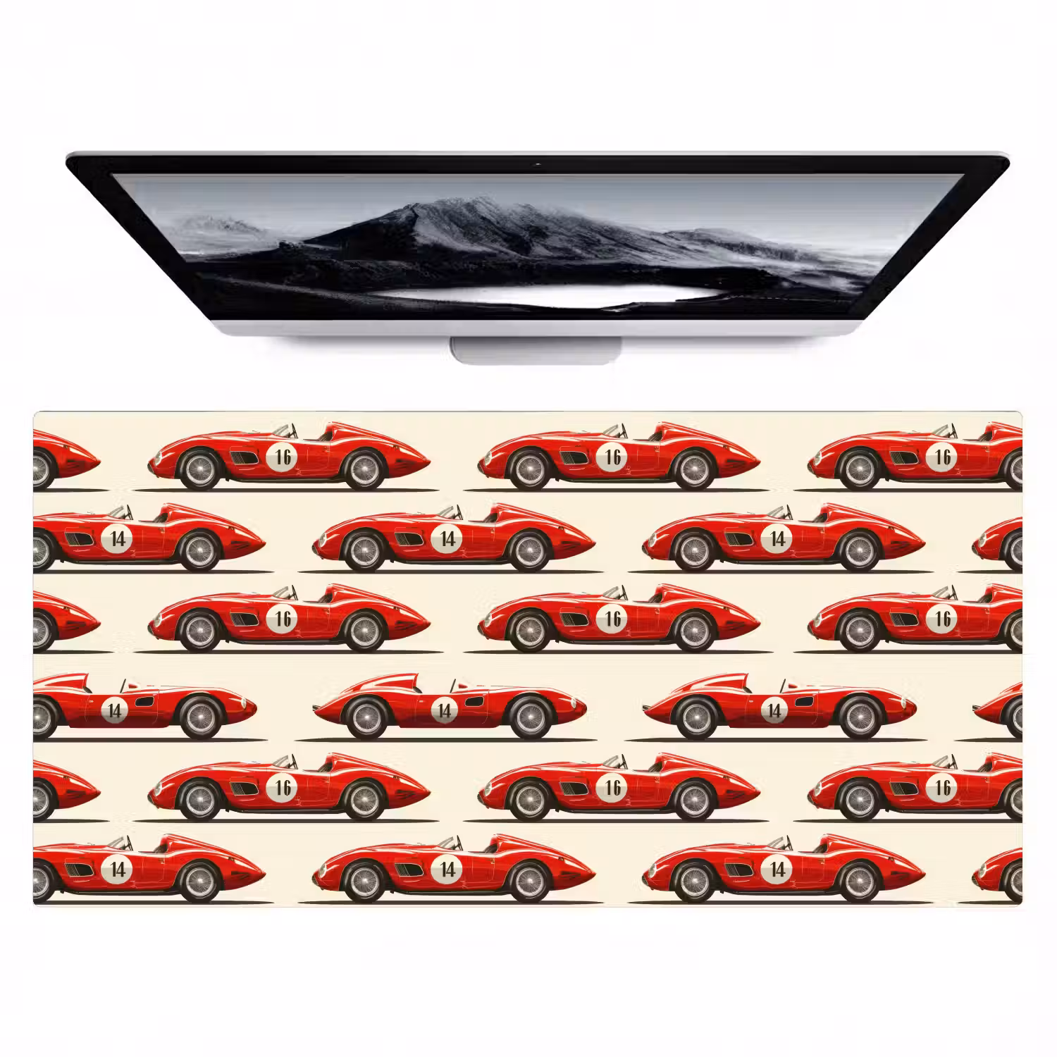 Raceauto - Retro - Rood Muismat XXL klein 681 -zzz3d