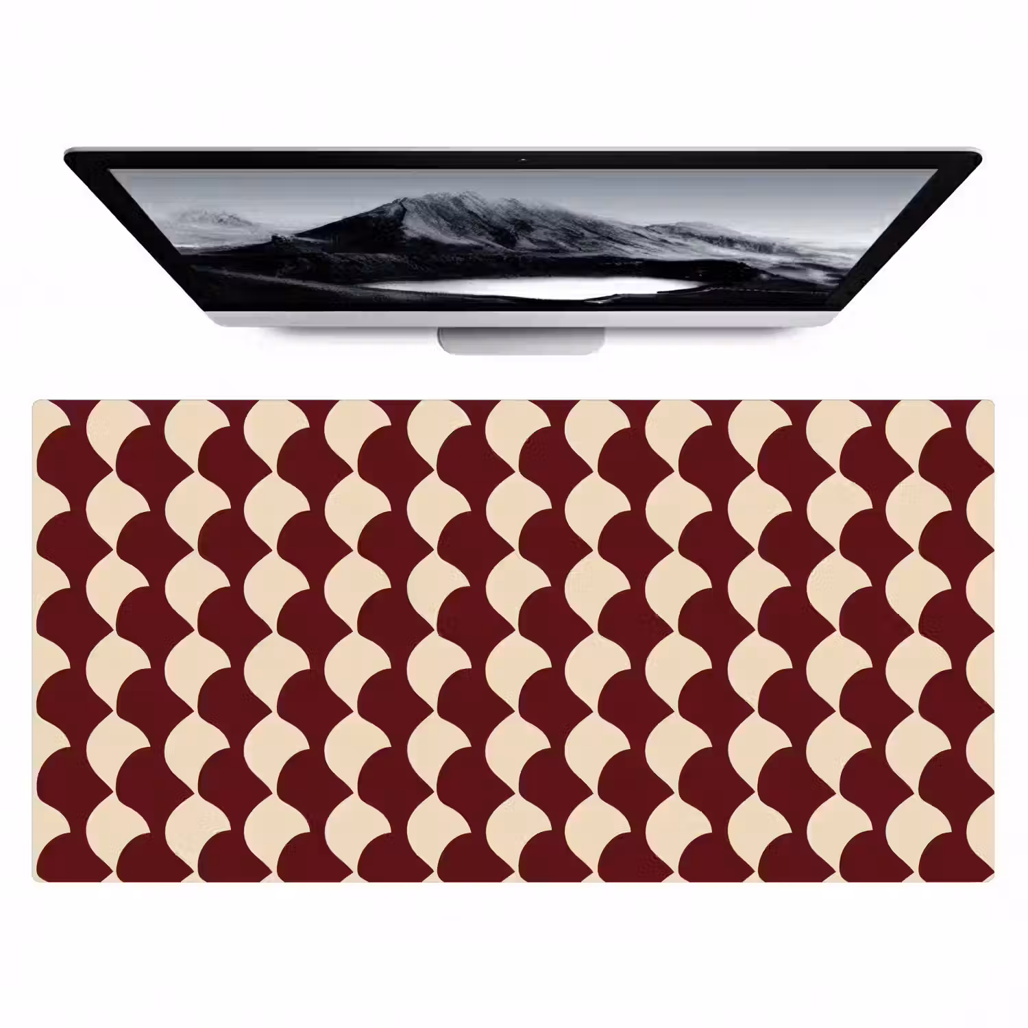 Rood - Tegelpatroon - Crème Muismat XXL klein 681 -zzz3d