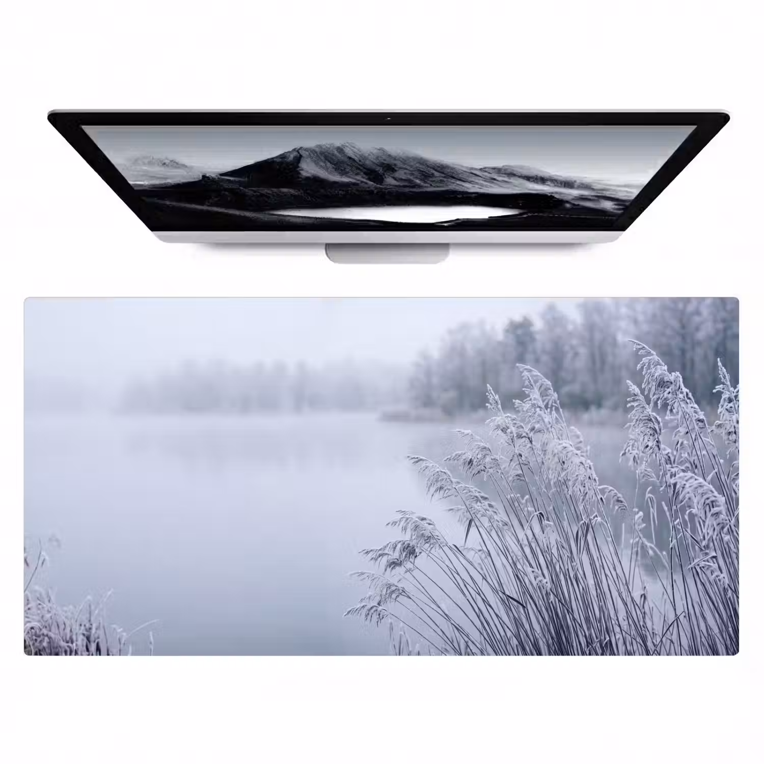 Riet - Bevroren - Winter - Natuur Muismat XXL klein -zzz3d