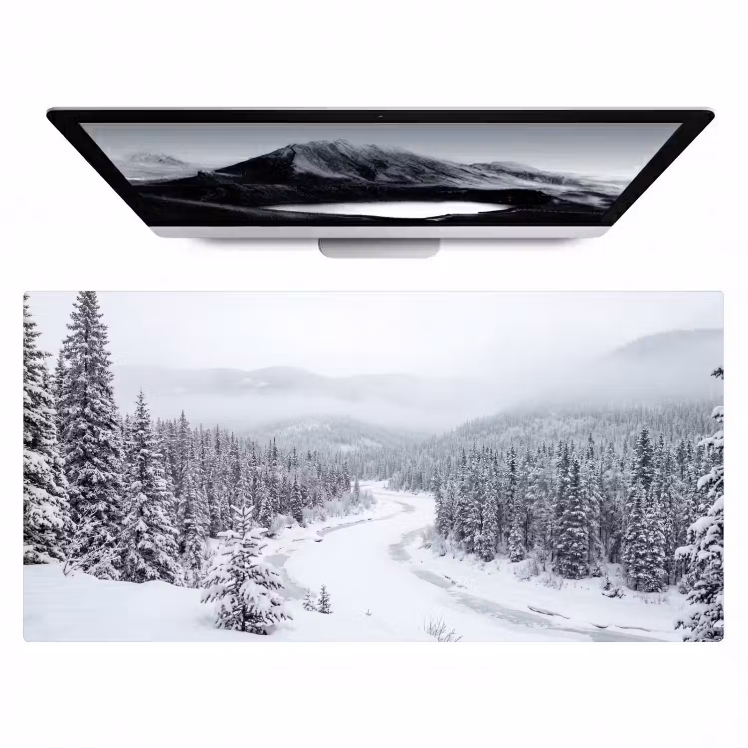 Rivier - Bevroren - Landschap - Winter Muismat XXL klein -zzz3d