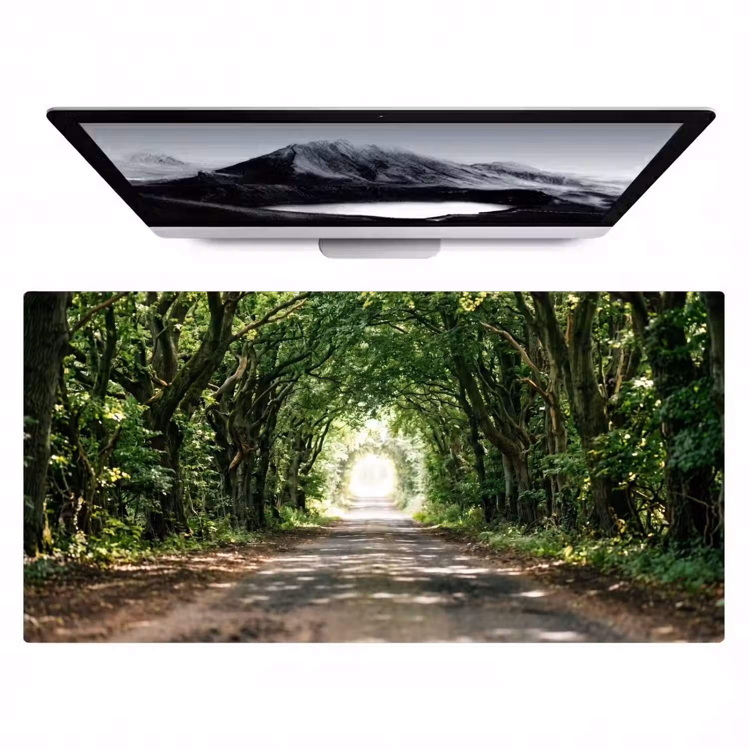 Weg - Bomen - Natuur - Groen Muismat XXL klein -zzz3d