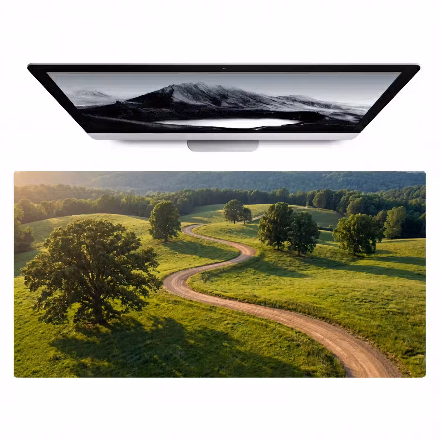 Weg - Weide - Natuur - Groen Muismat XXL klein -zzz3d