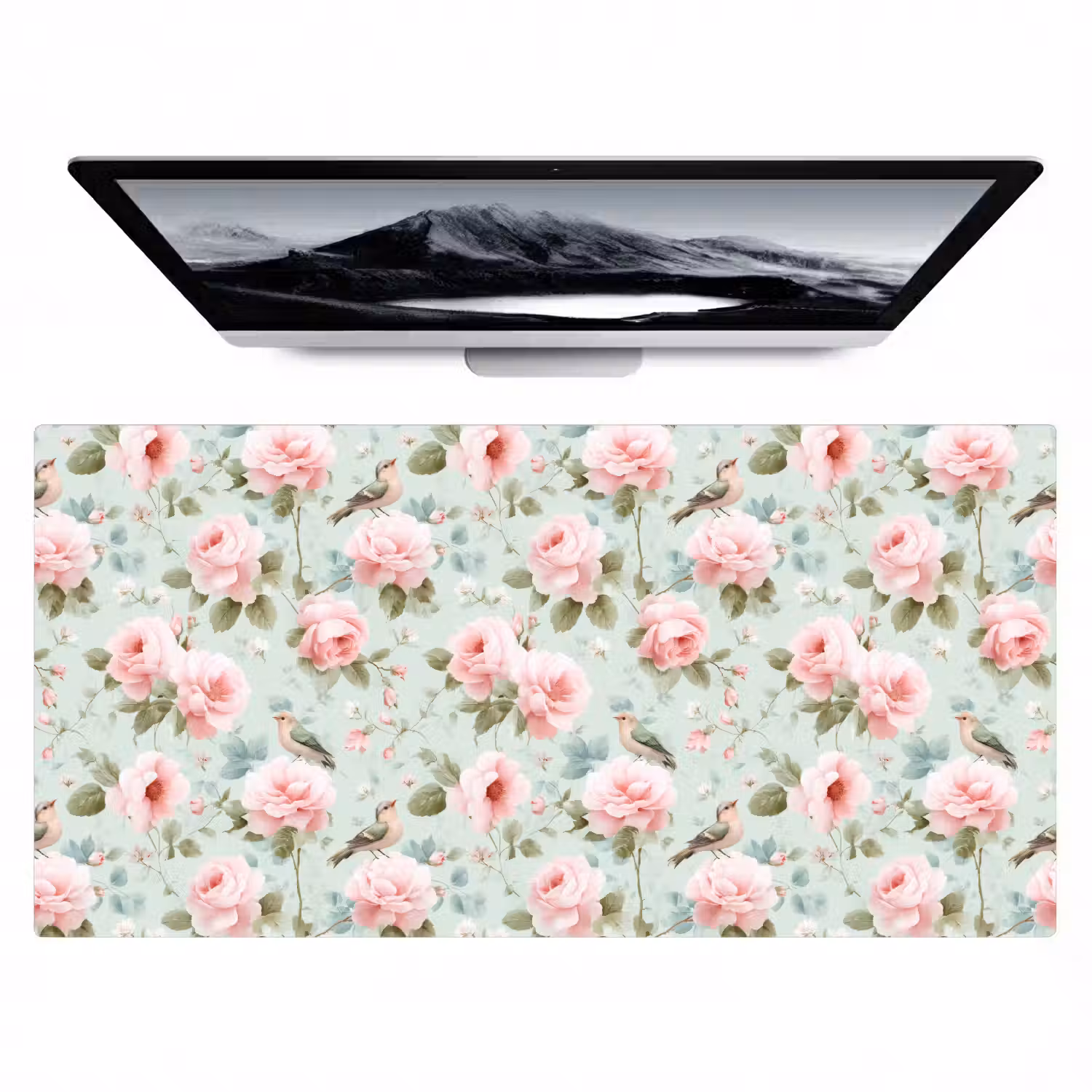 Rozen - Vogels - Pastel - Kleurrijk Muismat XXL klein 681 -zzz3d