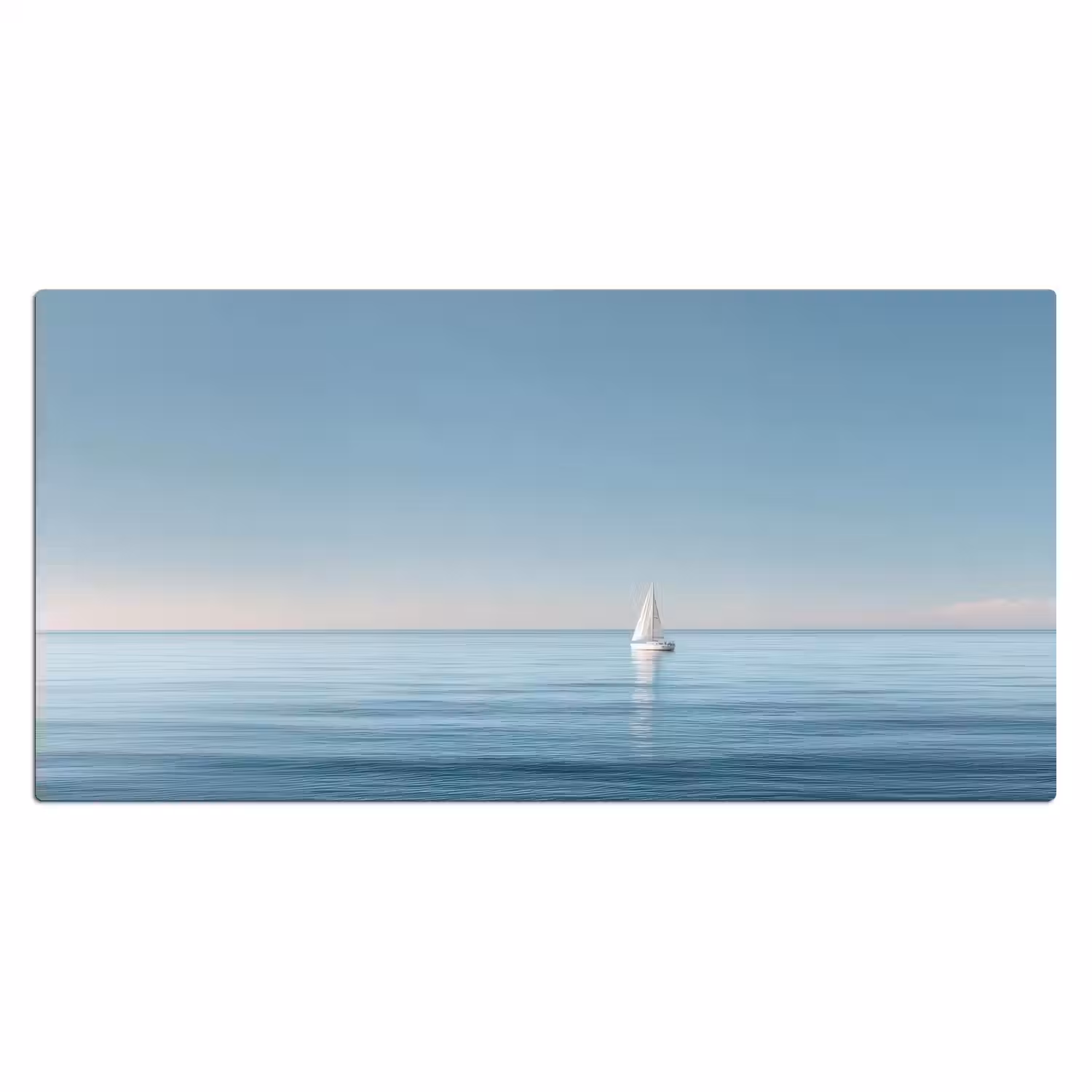 Zeilbootje - Kalme zee - Helderblauwe hemel Muismat XXL klein -3d_leeg