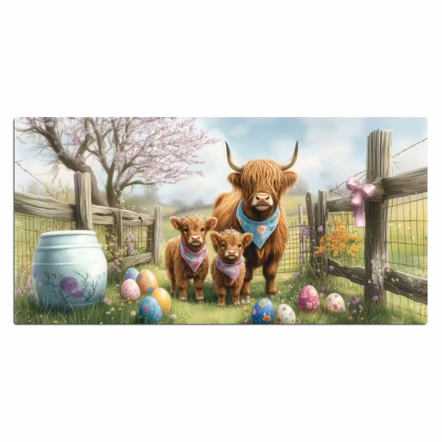 Schotsehooglanders - Paaseieren - Lente Muismat XXL klein -3d_leeg