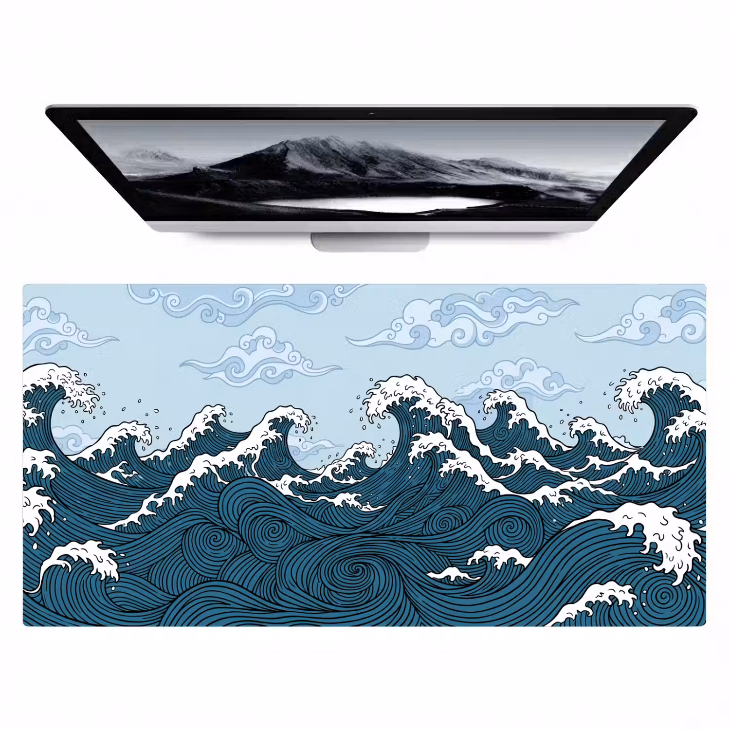 Zee - Golven - Japans - Natuur - Blauw Muismat XXL klein -zzz3d
