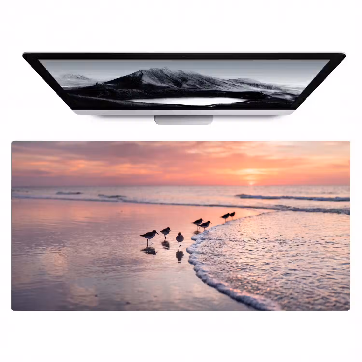 Meeuwen - Strand - Zee - Roze Muismat XXL klein -zzz3d