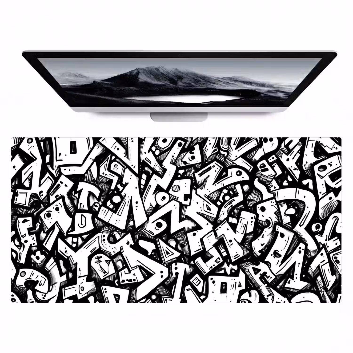 Vormen - Letters - Graffiti - Zwart Muismat XXL klein -zzz3d