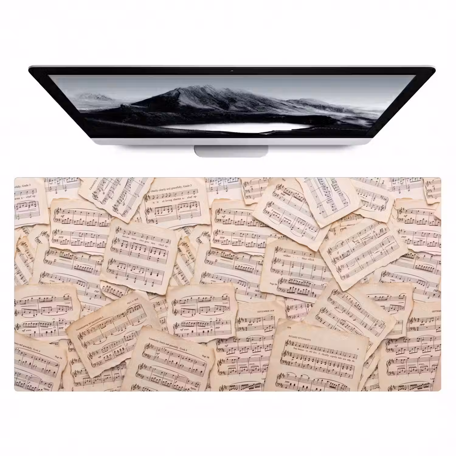 Bladmuziek - Oud - Noten - Vintage - Beige Muismat XXL klein -zzz3d