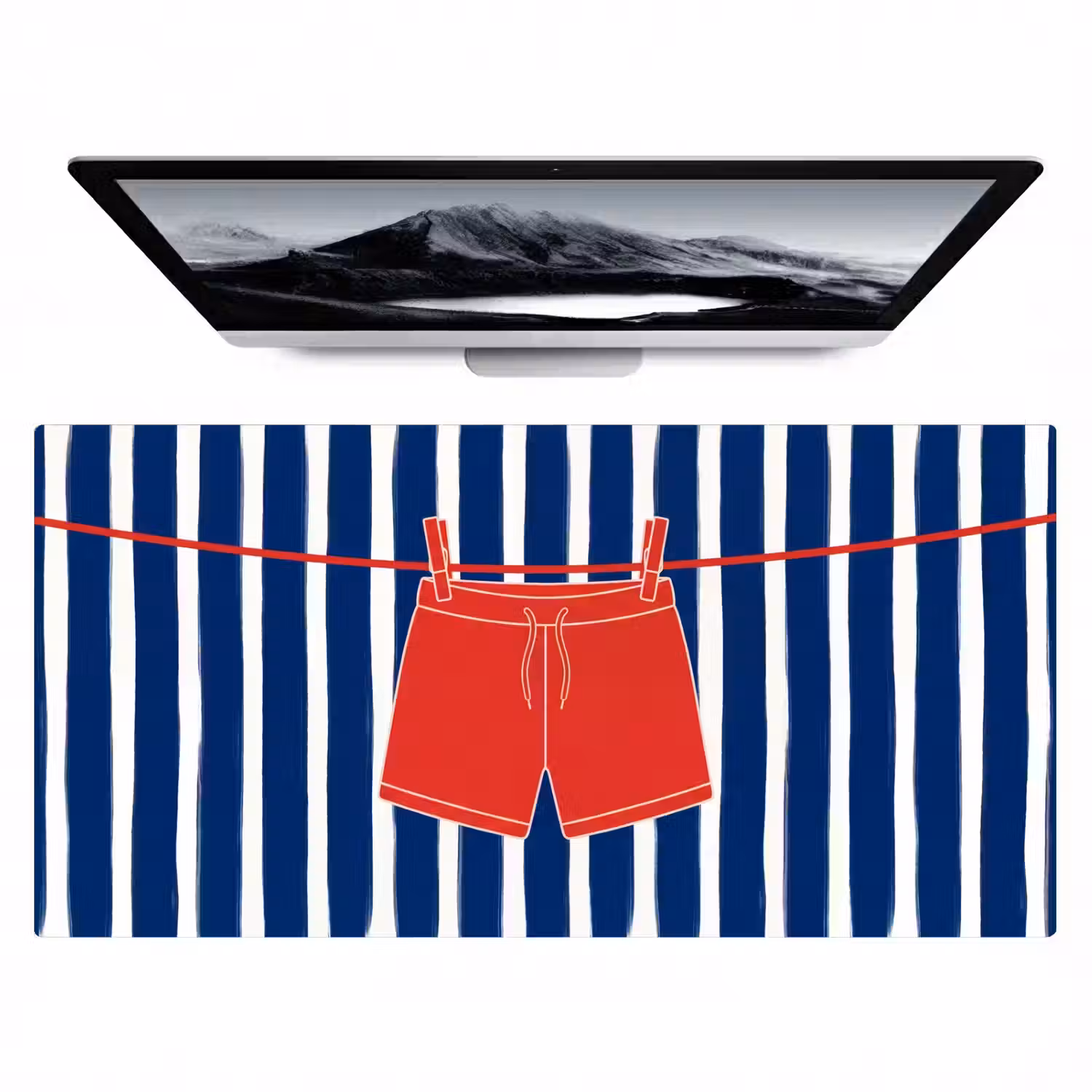Shorts - Waslijn - Zomer - Illustratie - Rood Muismat XXL klein -zzz3d