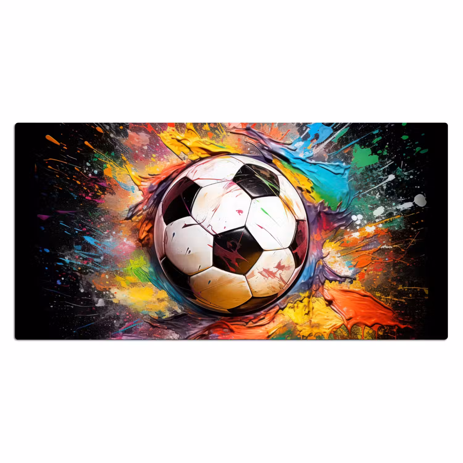 Voetbal - Verf - Kleuren - Zwart - Wit Muismat XXL klein -3d_leeg