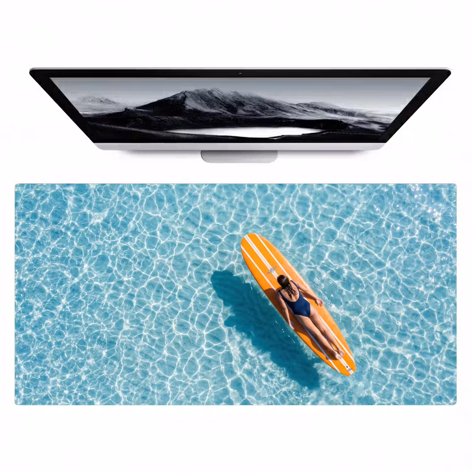 Surfboard - Water - Badpak - Oranje Muismat XXL klein -zzz3d