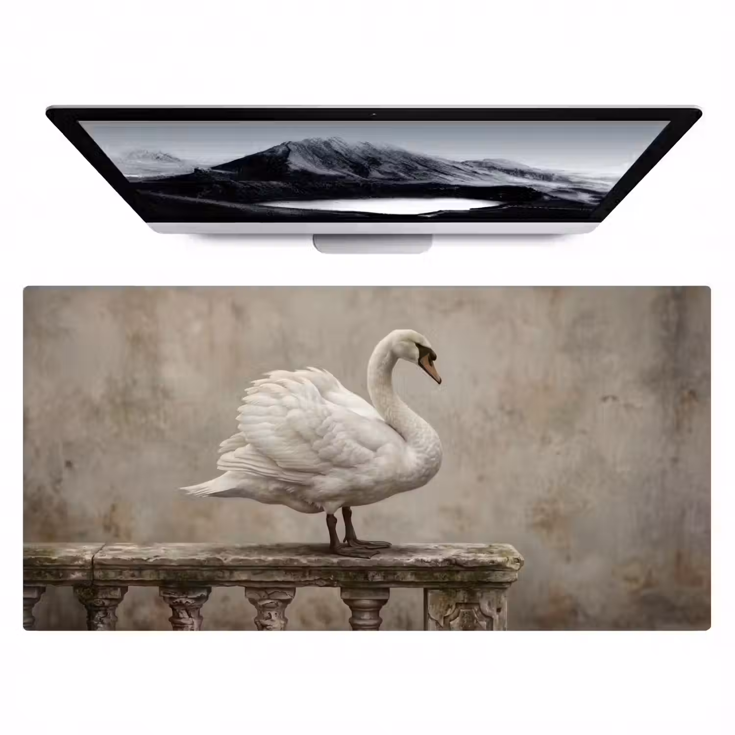 Zwaan - Elegant - Dieren - Wit Muismat XXL klein -zzz3d