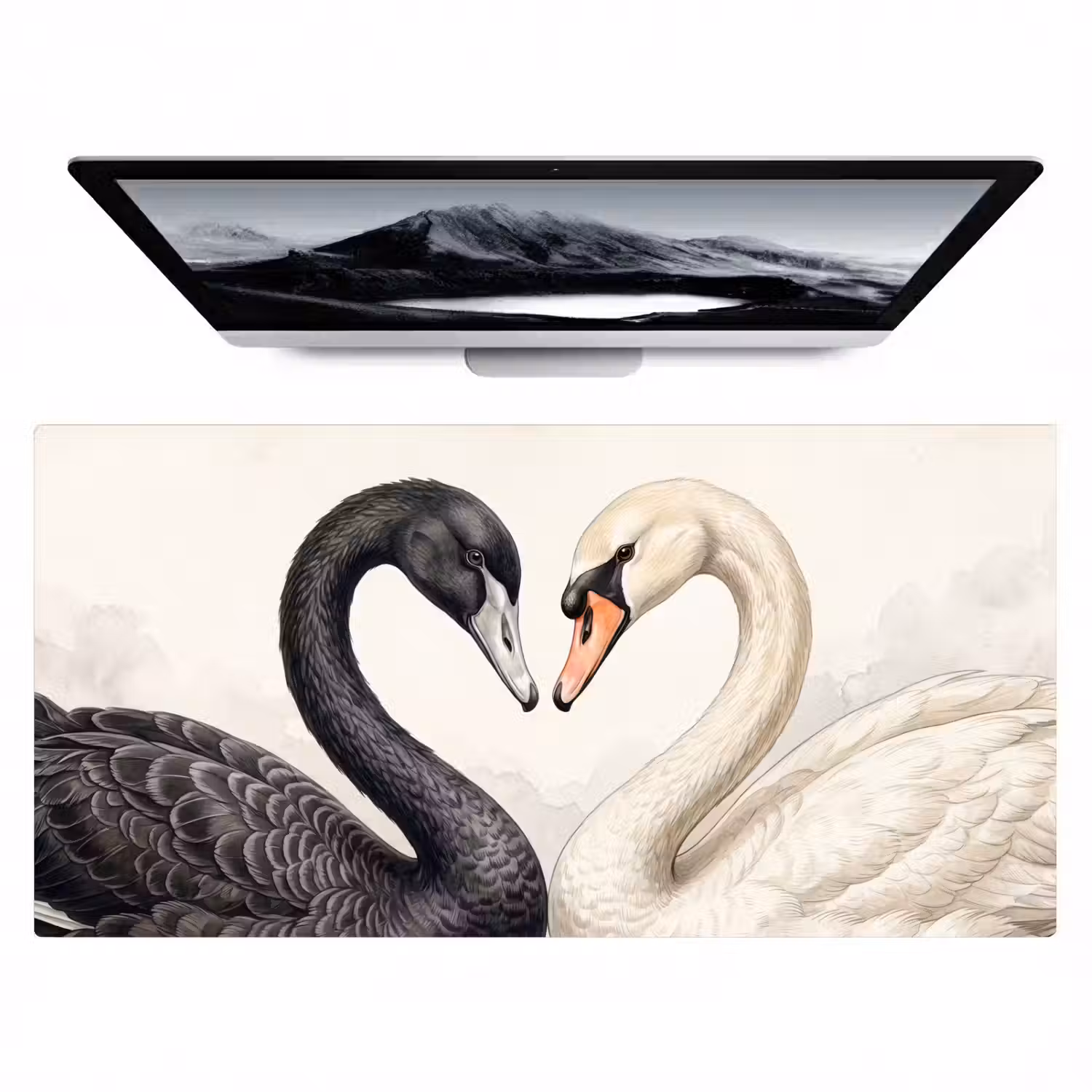 Zwanen - Hartvorm - Dieren Muismat XXL klein -zzz3d