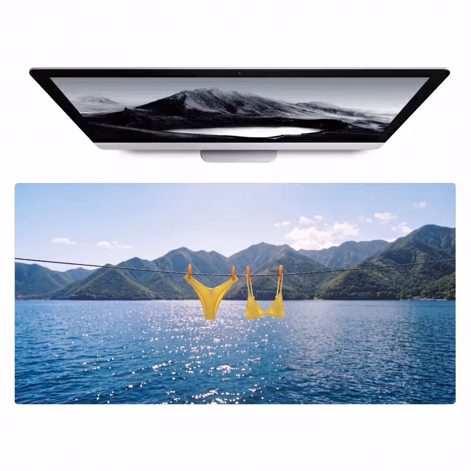 Badmode - Bikini - Zee - Bergen - Geel Muismat XXL klein -zzz3d