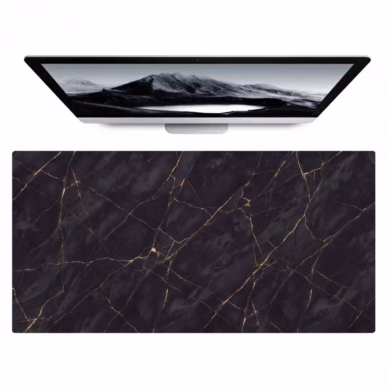 Textuur - Gouden lijnen - Abstract - Modern - Zwart Muismat XXL klein -zzz3d