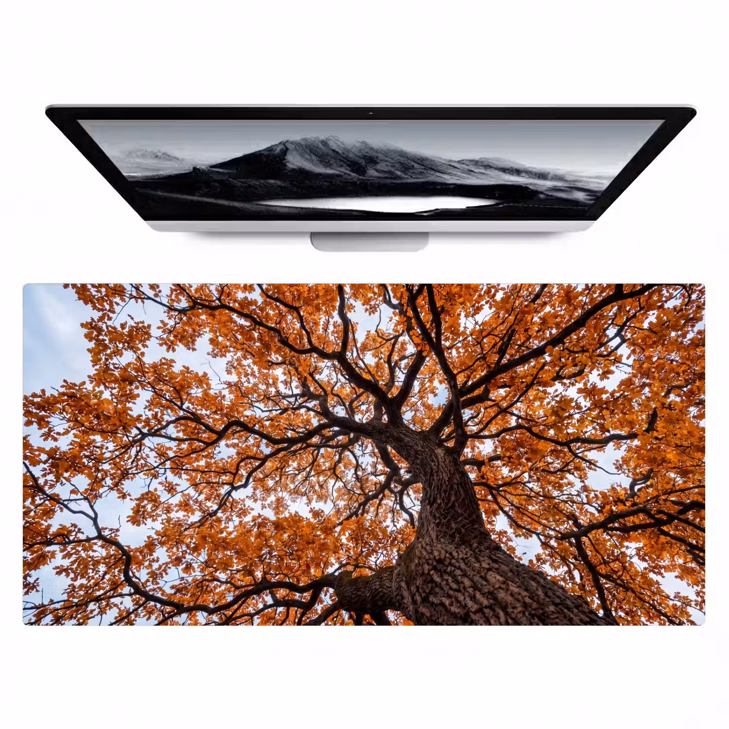 Boom - Bladerdak - Herfst - Oranje - Sfeervol Muismat XXL klein -zzz3d