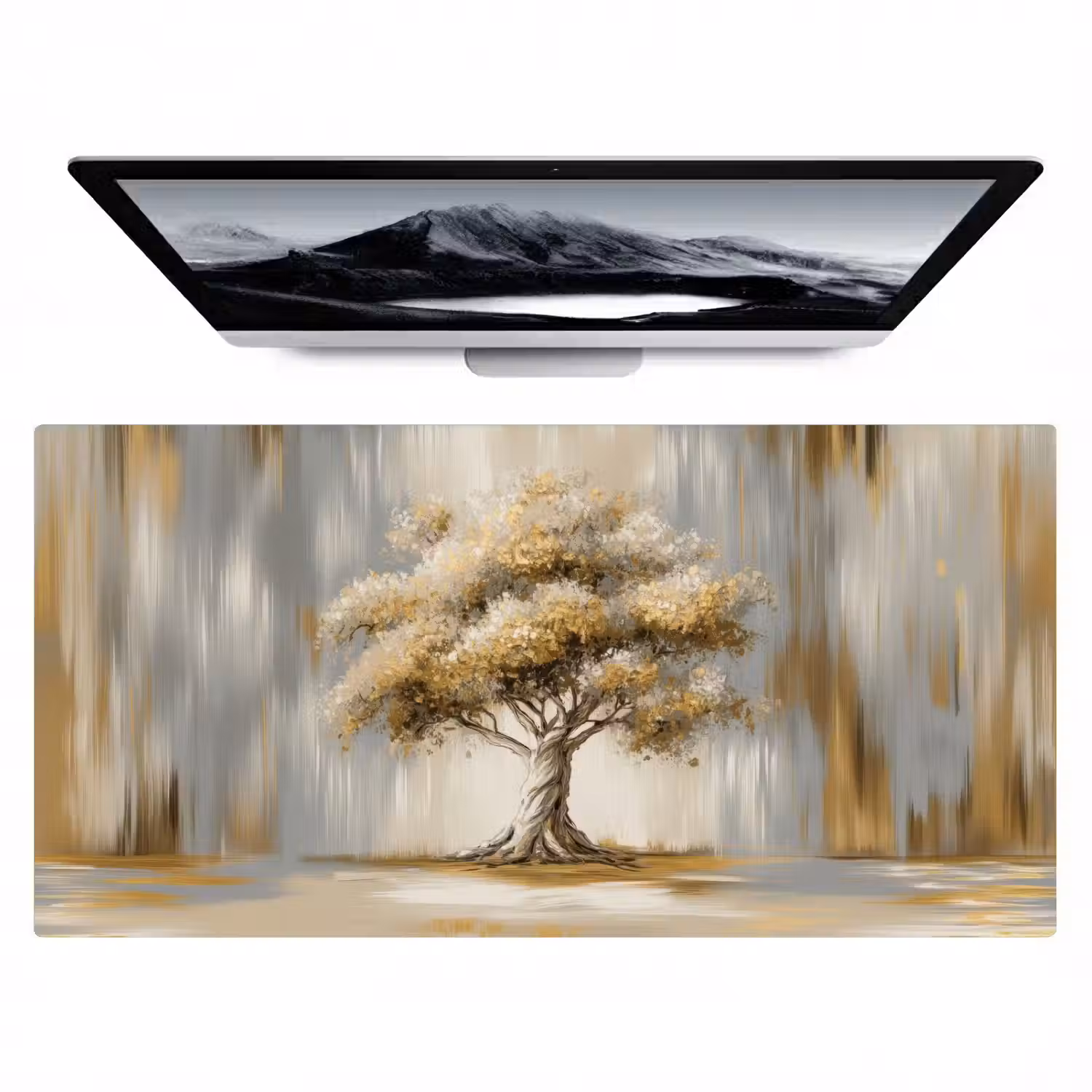 Boom - Bladeren - Abstract - Wit Muismat XXL klein -zzz3d
