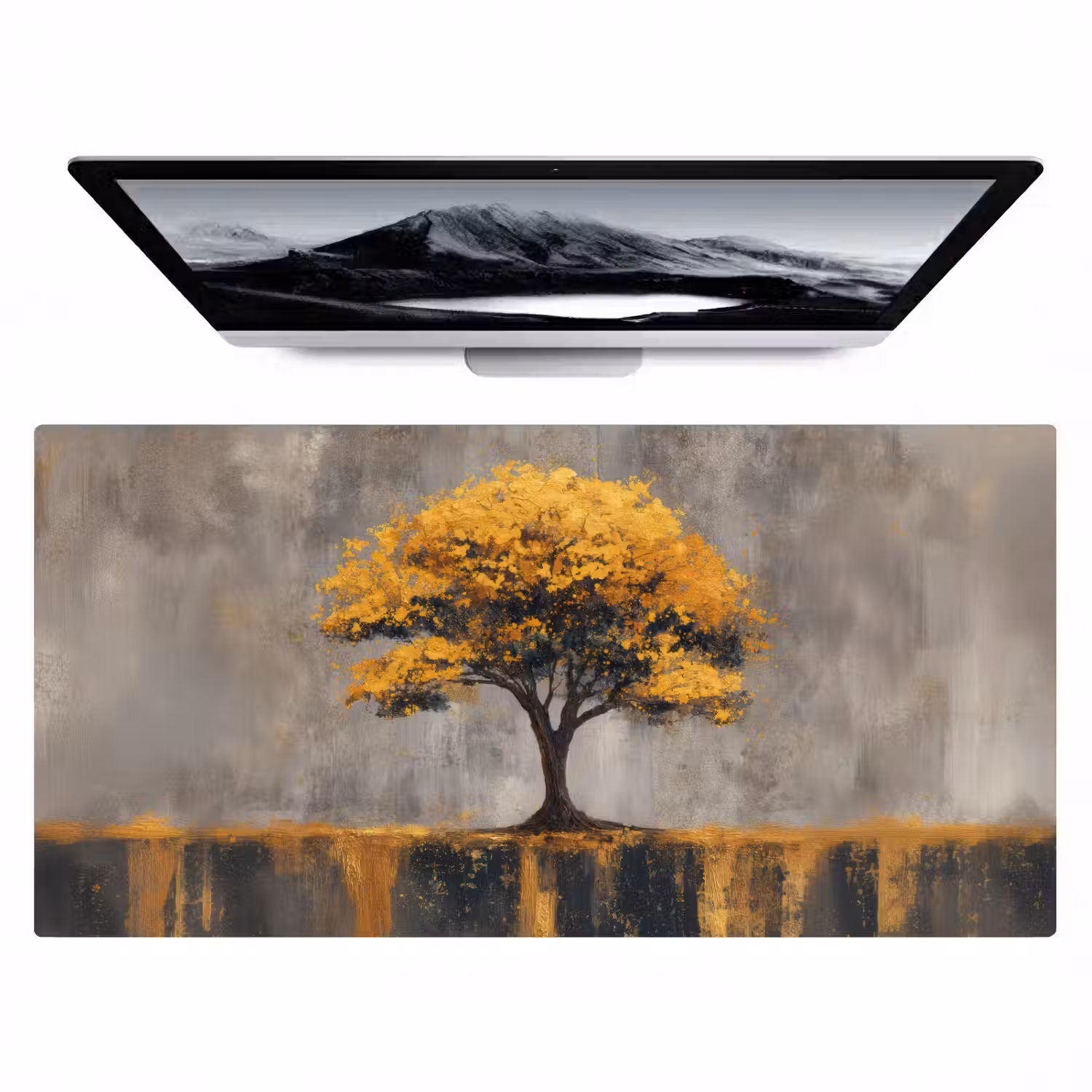 Boom - Bladeren - Goud - Abstract Muismat XXL klein -zzz3d