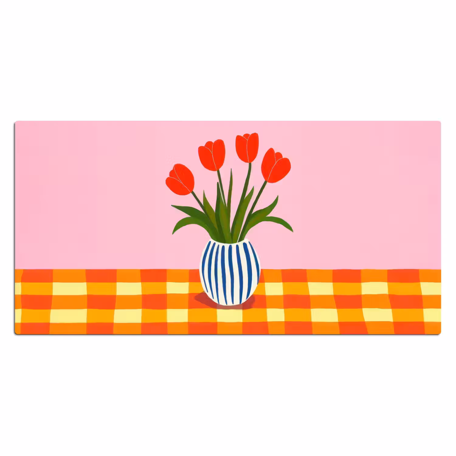 Tulpen - Roze - Vaas Muismat XXL klein -3d_leeg