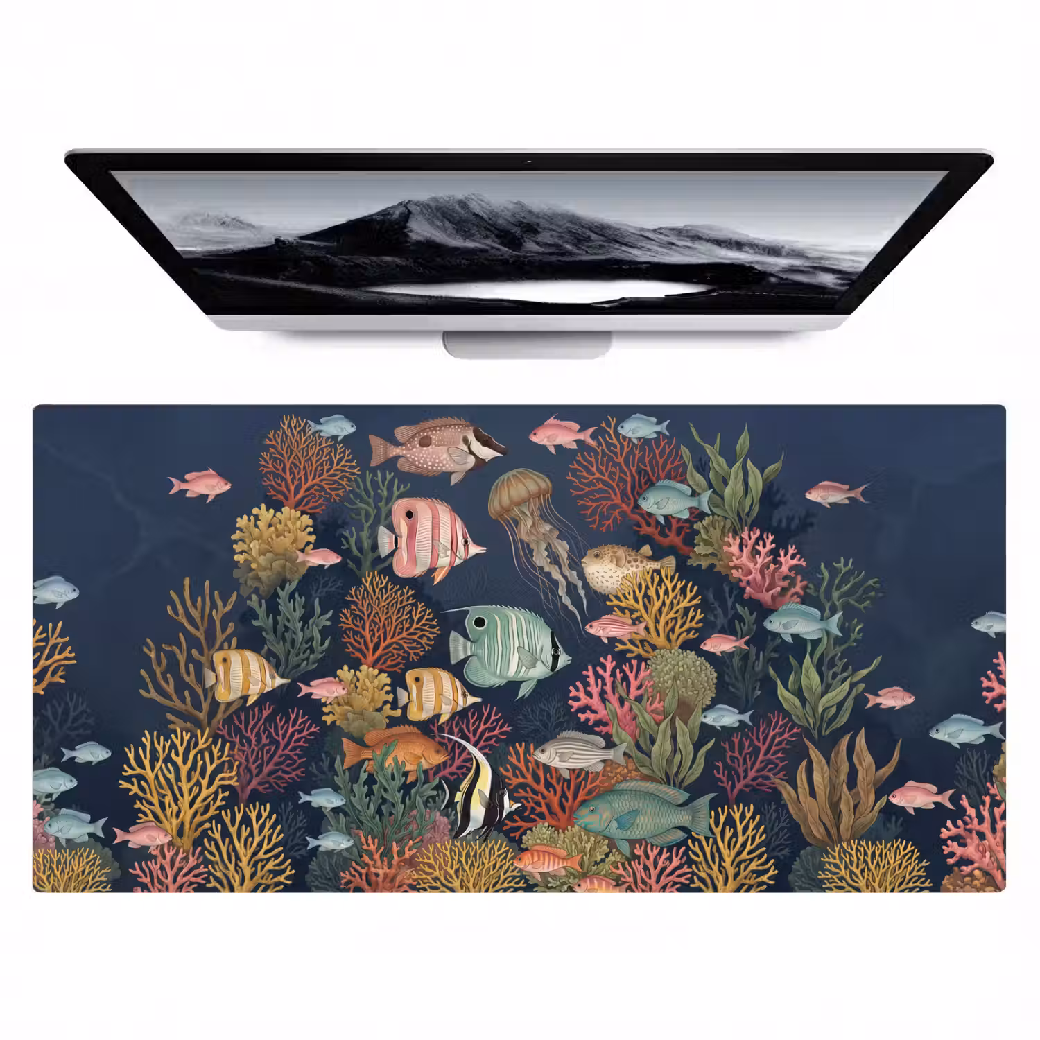 Onderwaterwereld - Vissen - Koraal - Illustratie - Kleurrijk Muismat XXL klein -zzz3d