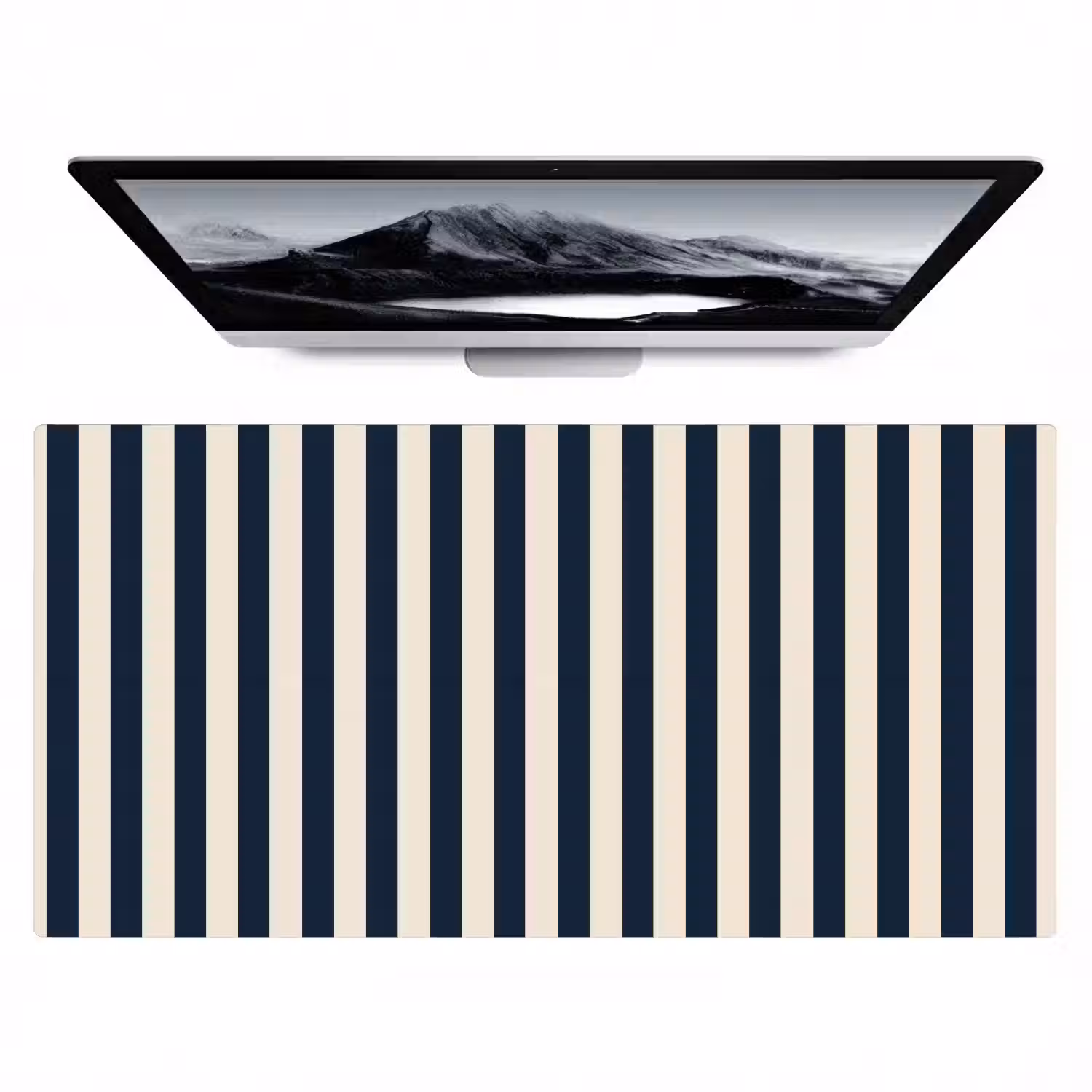 Verticale strepen - Blauw - Crème Muismat XXL klein 681 -zzz3d