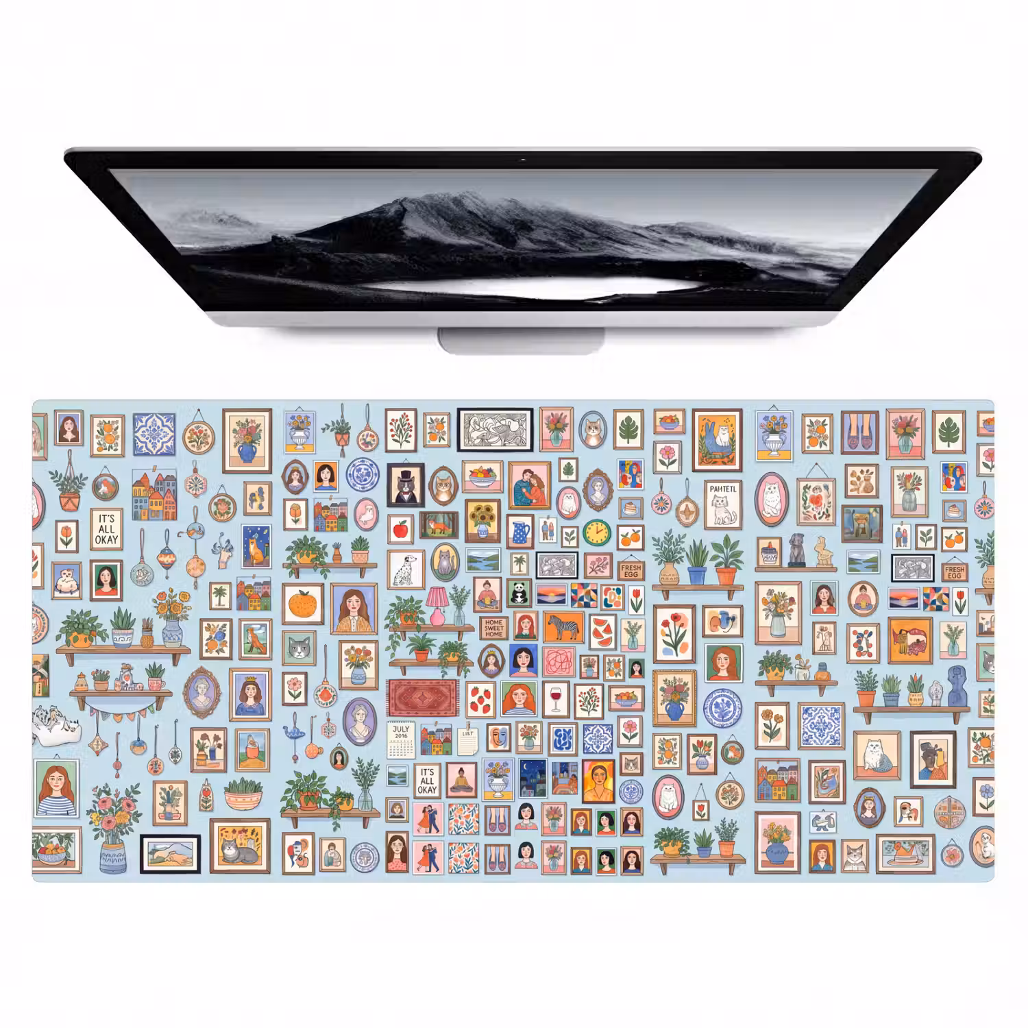 Wanddecoratie - Collectie - Huis - Illustratief - Kleurrijk Muismat XXL klein -zzz3d