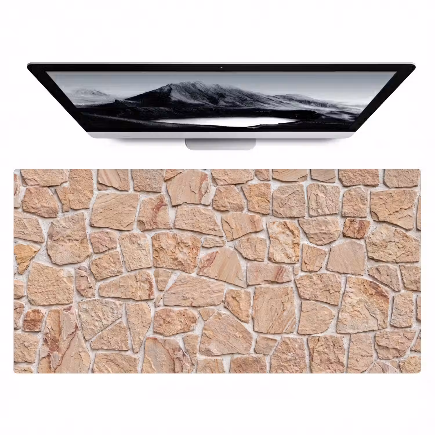 Muur - Steen - Patroon - Rustiek - Beige Muismat XXL klein -zzz3d