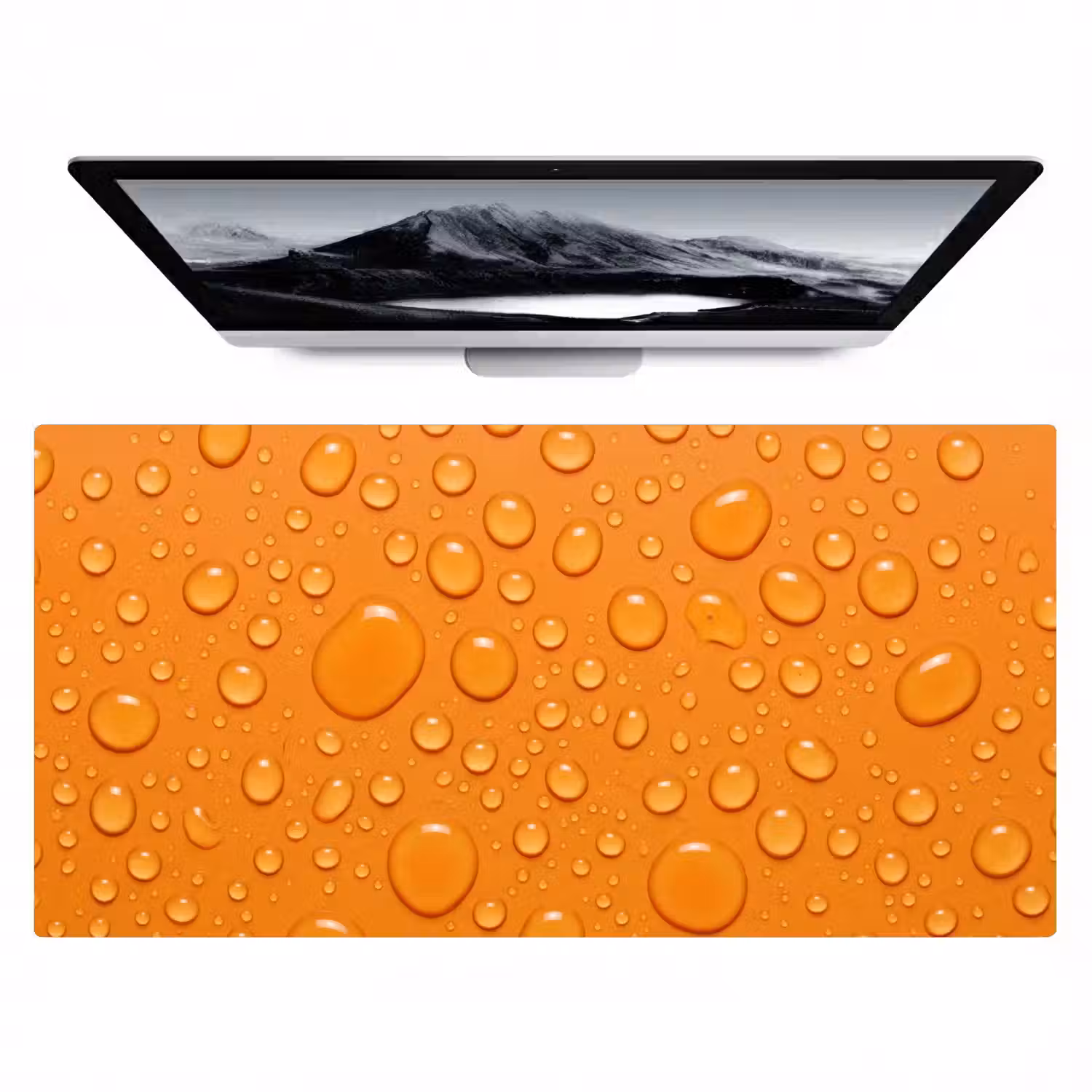 Water - Druppels - Oranje Muismat XXL klein -zzz3d