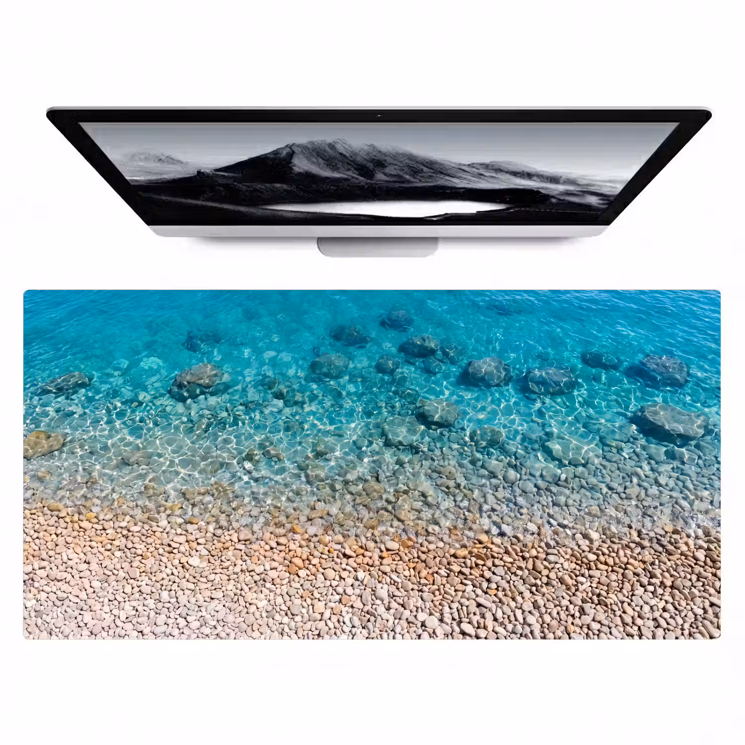 Water - Kiezels - Natuur - Levendig - Turkoois Muismat XXL klein -zzz3d