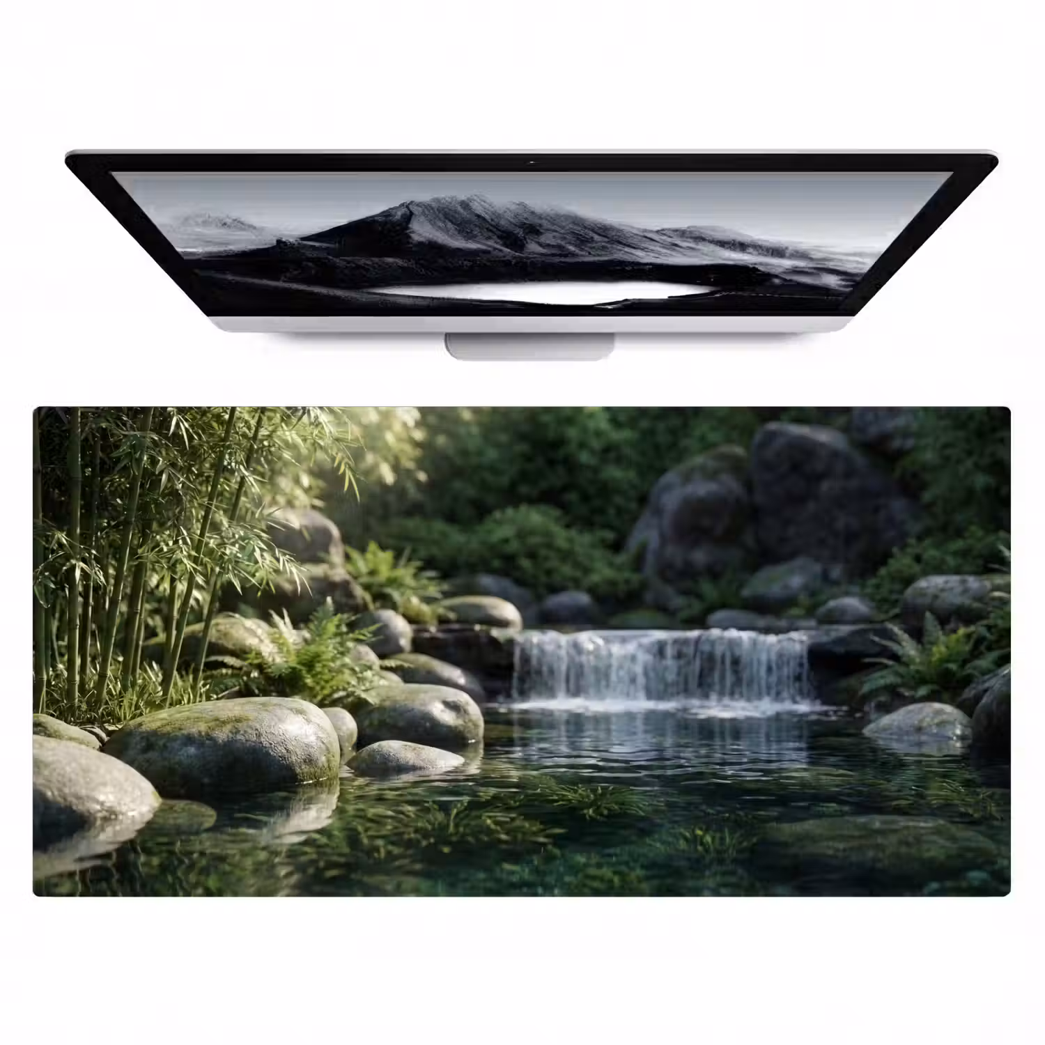 Beek - Waterval - Natuur - Groen Muismat XXL klein -zzz3d