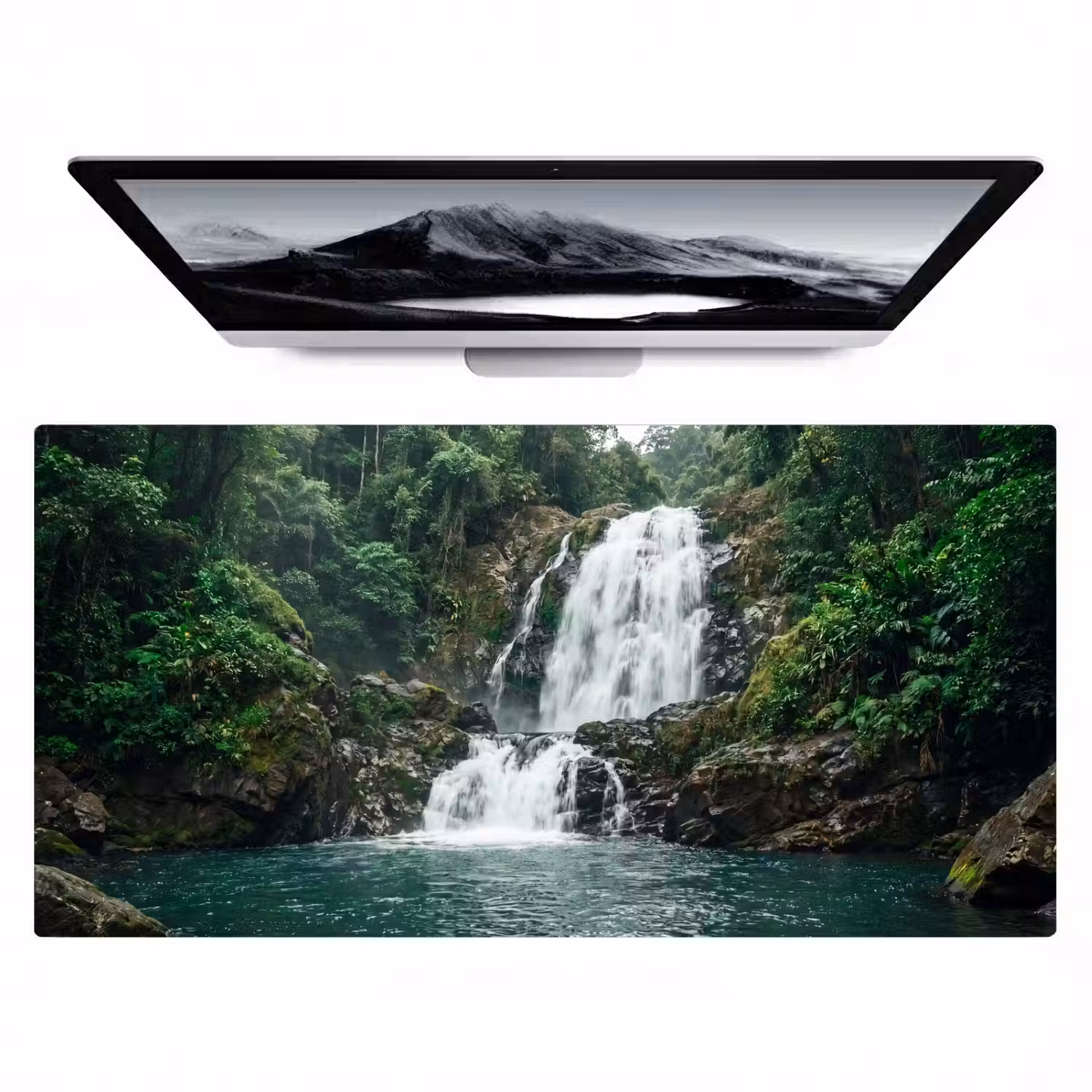 Waterfall - Forest - Nature - Greenkhgyguyg Muismat XXL klein -zzz3d