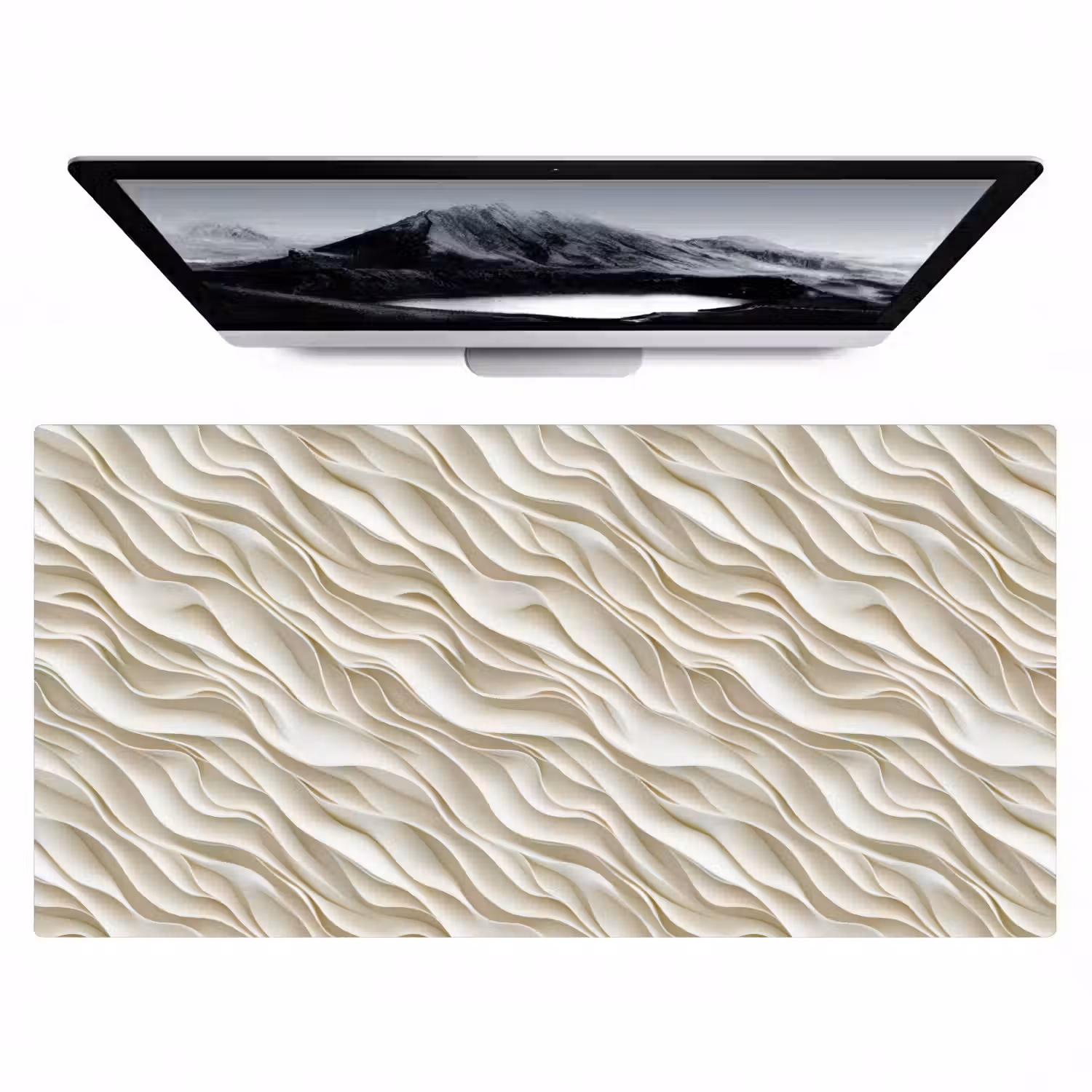 Golven - Wit - Minimalistisch Muismat XXL klein 681 -zzz3d