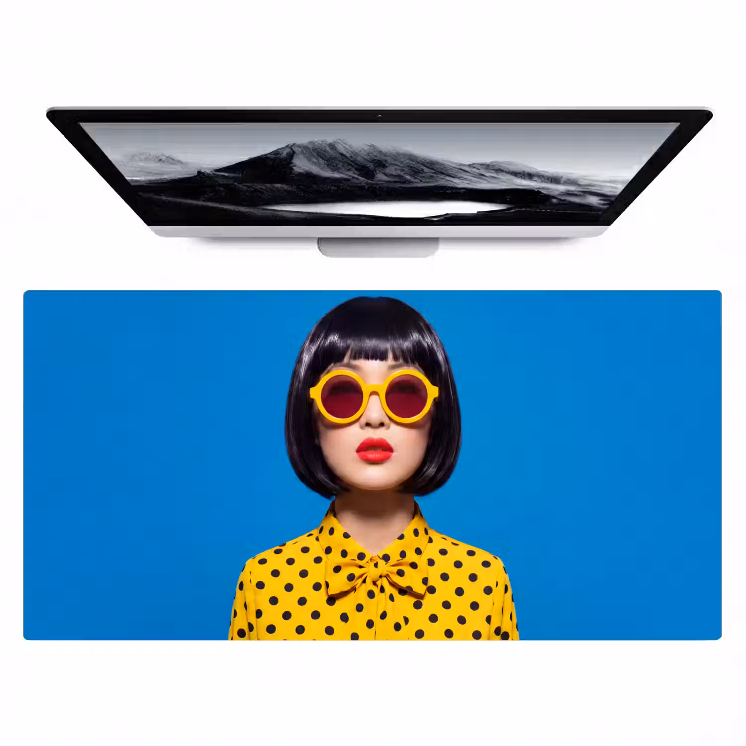 Vrouw - Zonnebril - Pop Art - Portret - Geel Muismat XXL klein -zzz3d