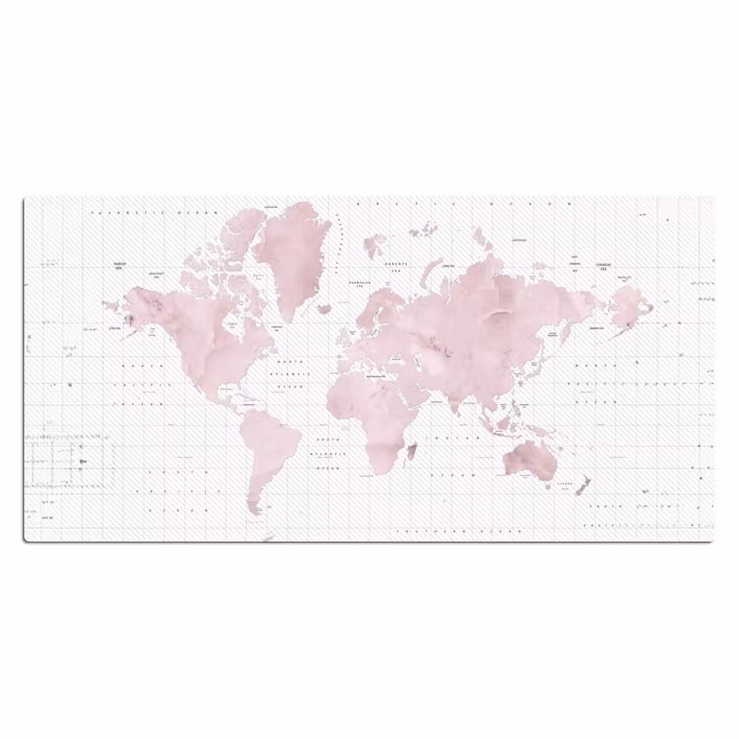 Wereldkaart - Roze - Marmer Muismat XXL klein -3d_leeg