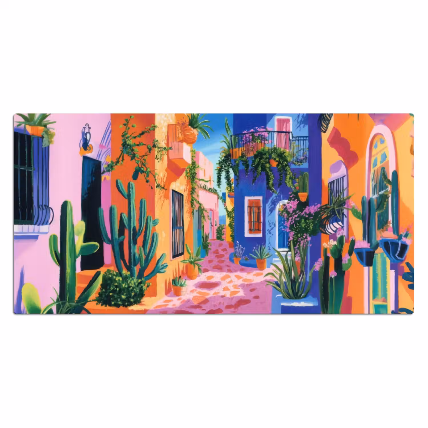 Geel - Blauw - Oranje - Huis Muismat XXL klein -3d_leeg