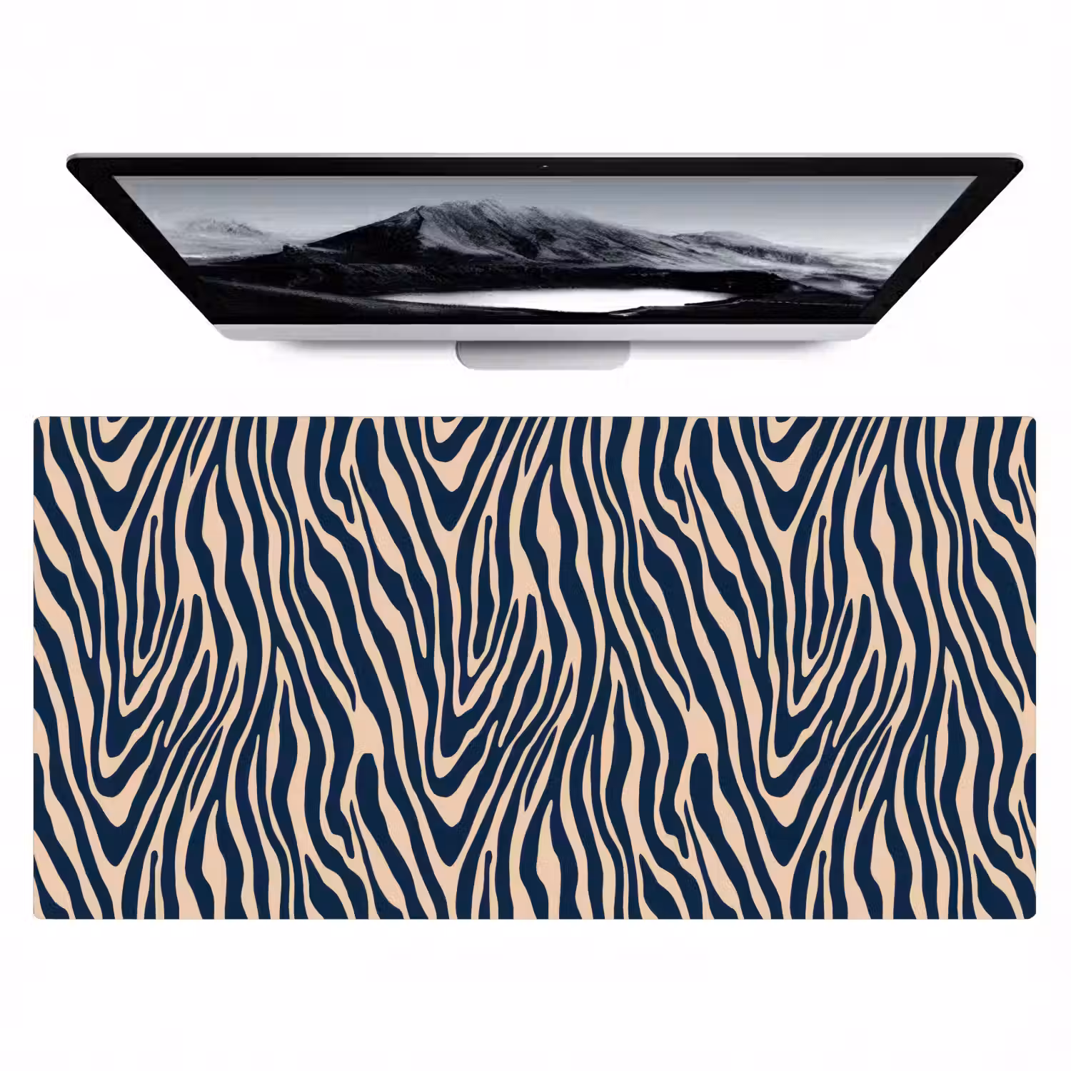 Zebra - Patroon - Blauw - Beige Muismat XXL klein 681 -zzz3d