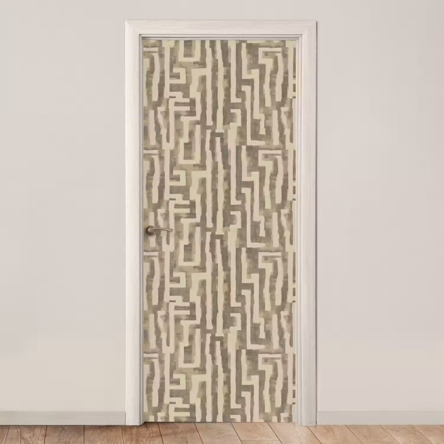Abstract - Geometrisch - Groen deurposter klein 289 -3d_beige