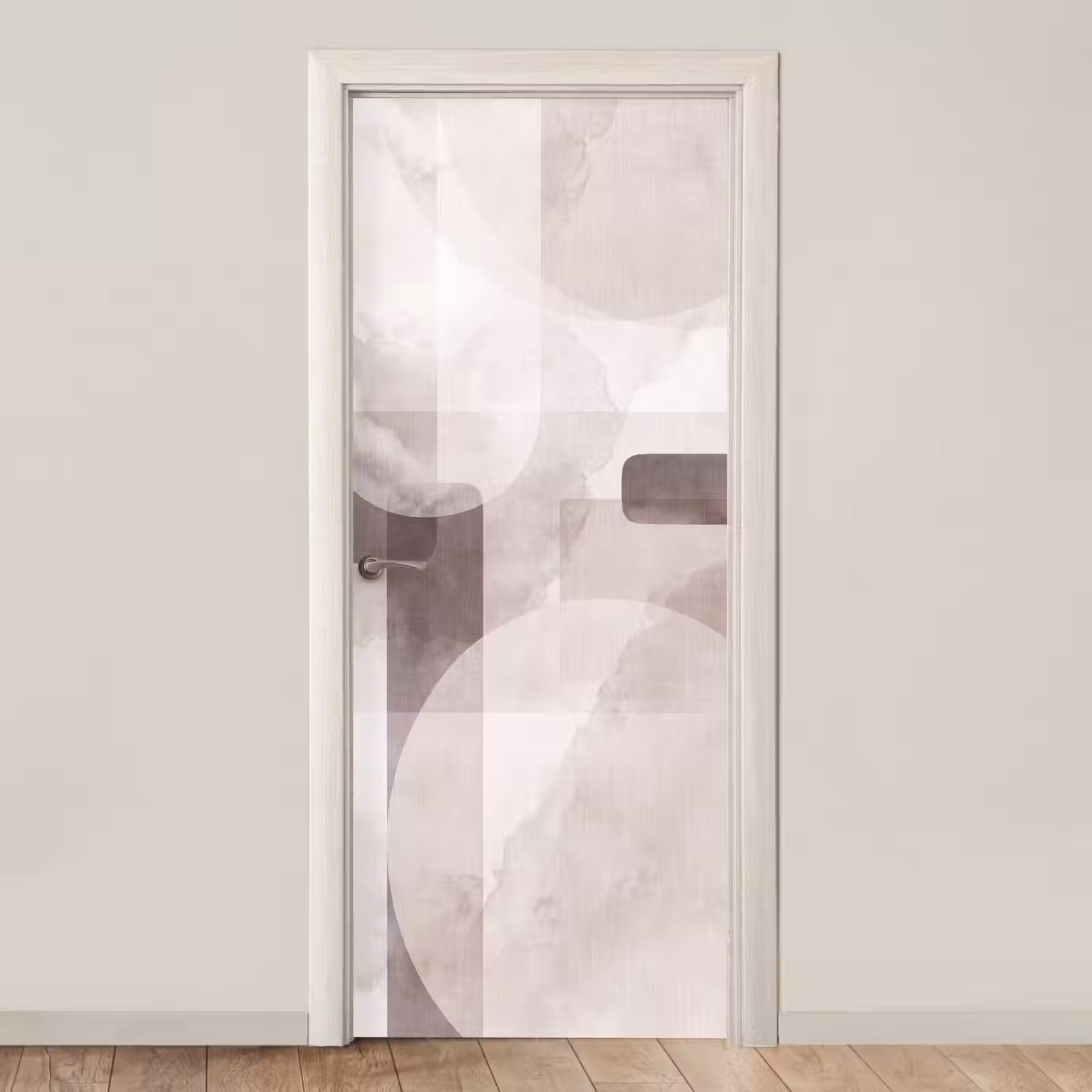 Door sticker - Abstract Shapes - Beige - Abstracte vormen - Beige deurposter klein