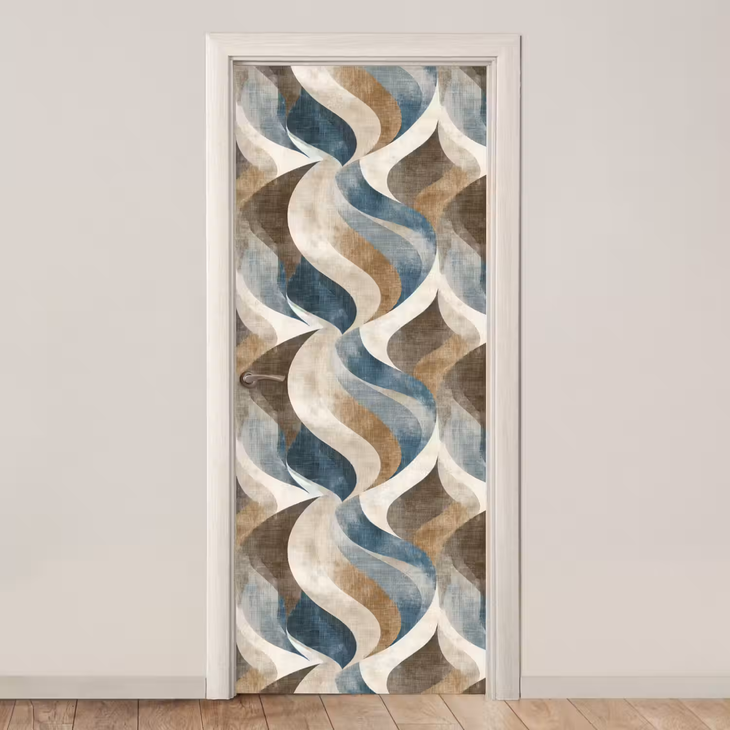 Abstract - Golven - Kleurrijk deurposter klein 289 -3d_beige
