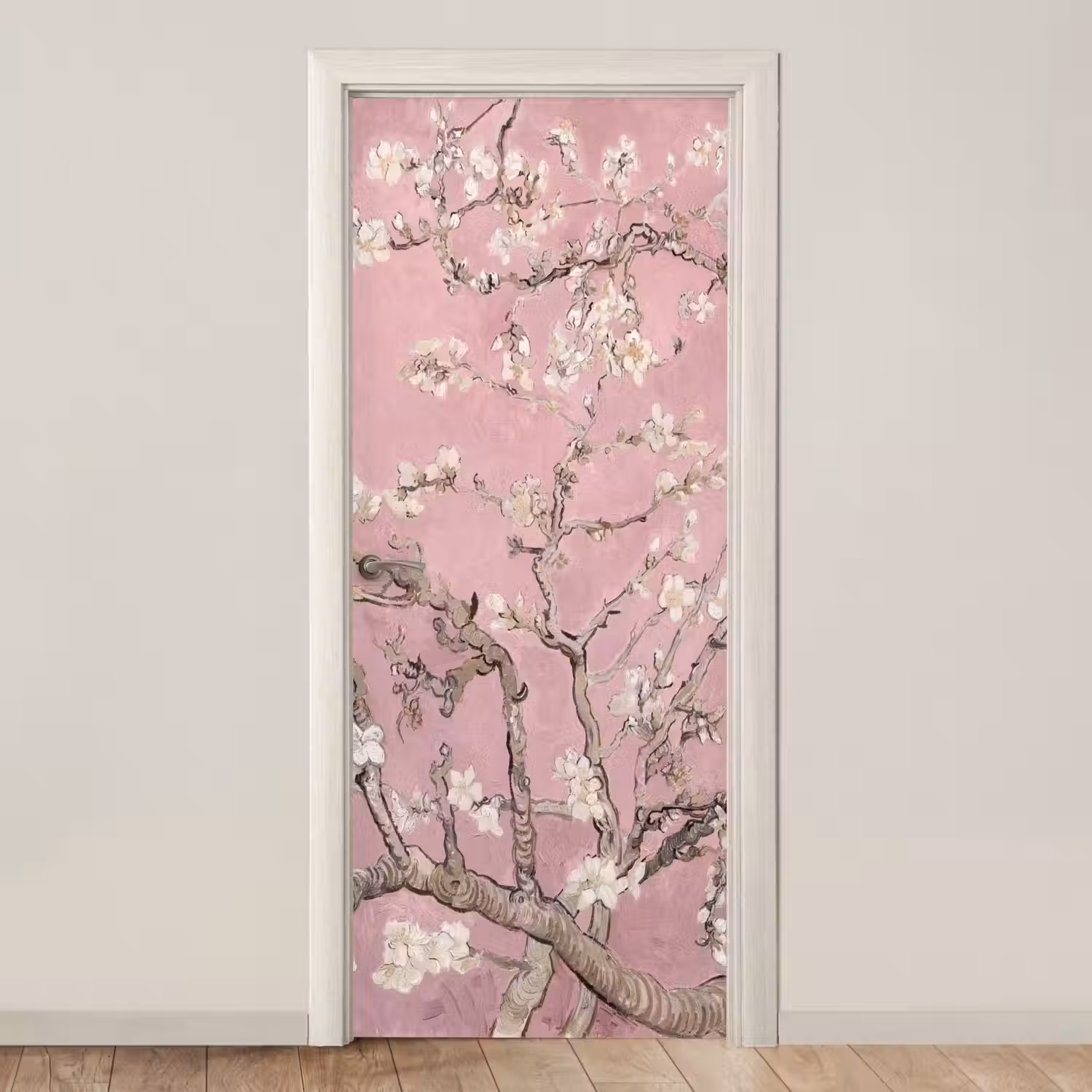 Amandelbloesem - Kunst - Van Gogh - Roze deurposter klein -3d_beige