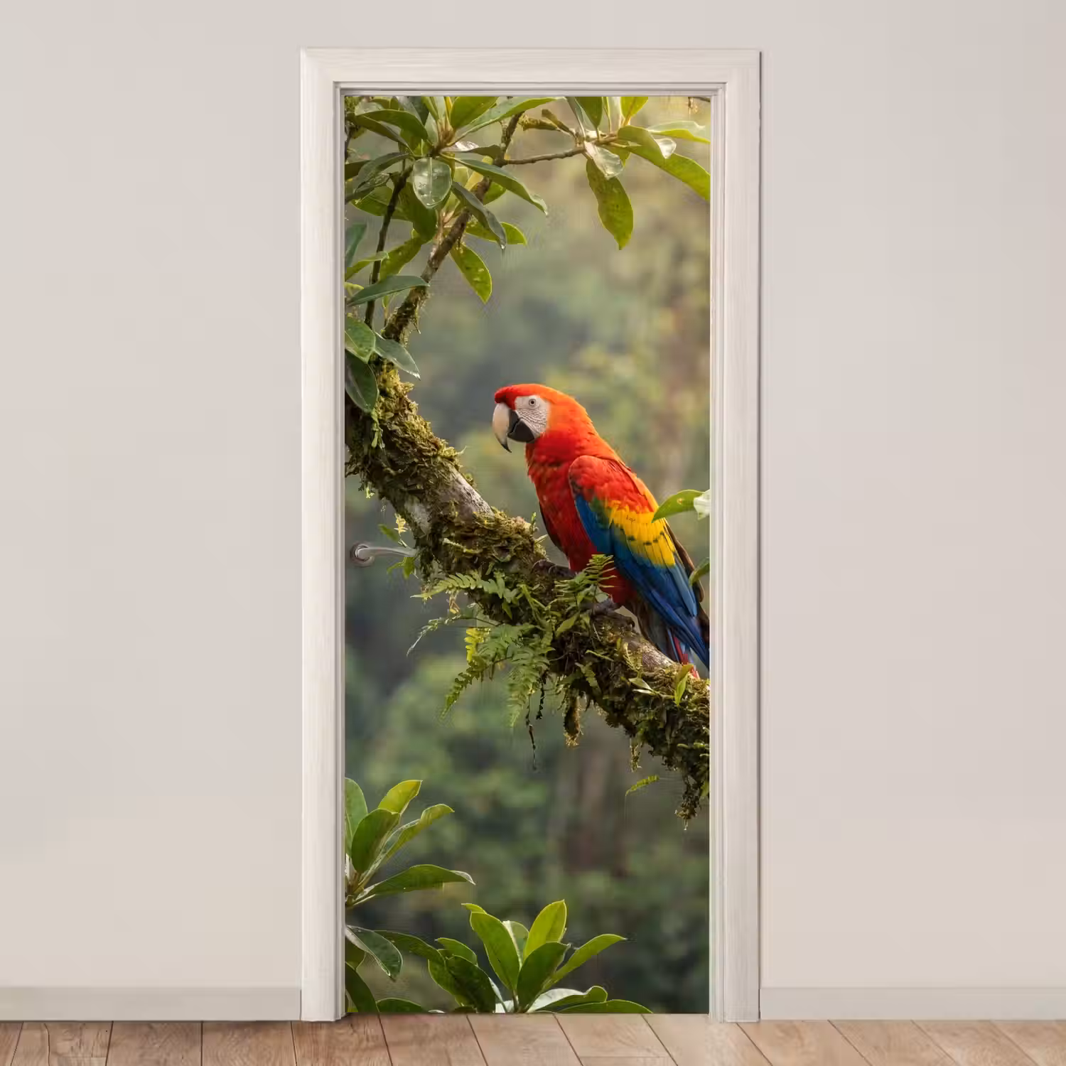Ara - Jungle - Rood deurposter klein -3d_beige