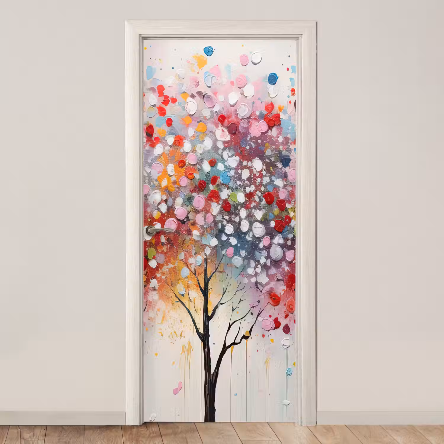 Kunst - Bomen - Natuur - Acryl deurposter klein -3d_beige