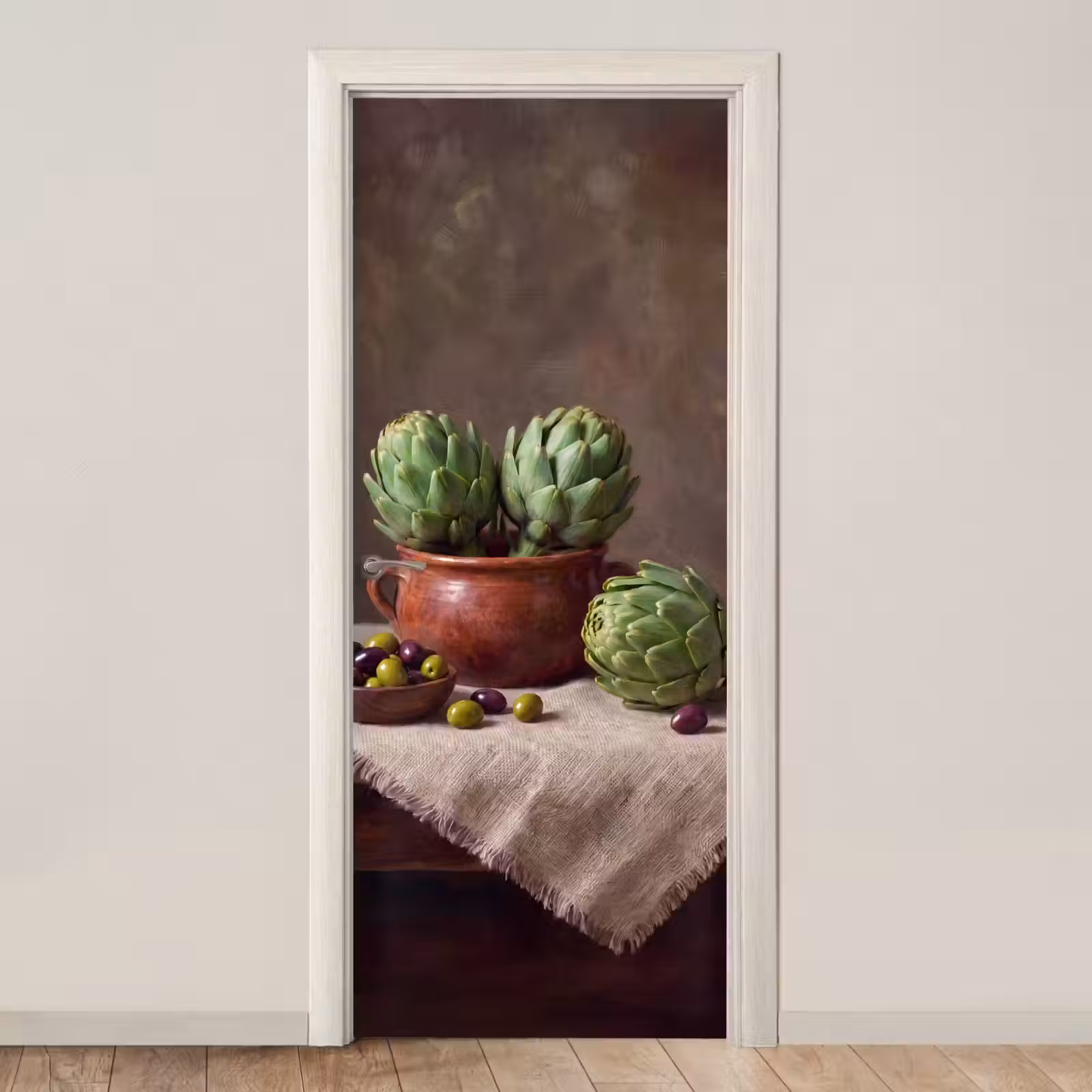 Door sticker - Artichokes - Olives - Food - Artisjokken - Olijven - Eten deurposter klein